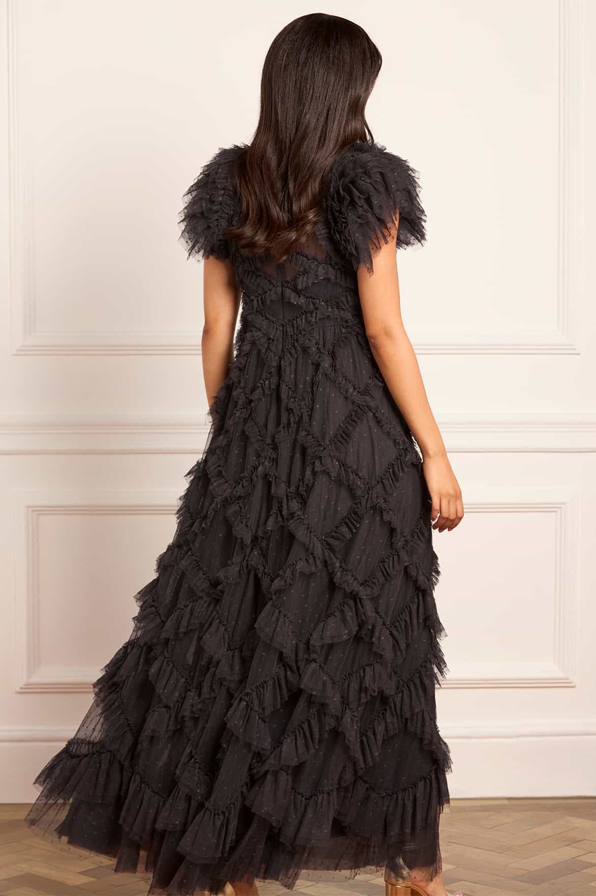 Needle & Thread Genevieve Ruffle Gown suknia czarna