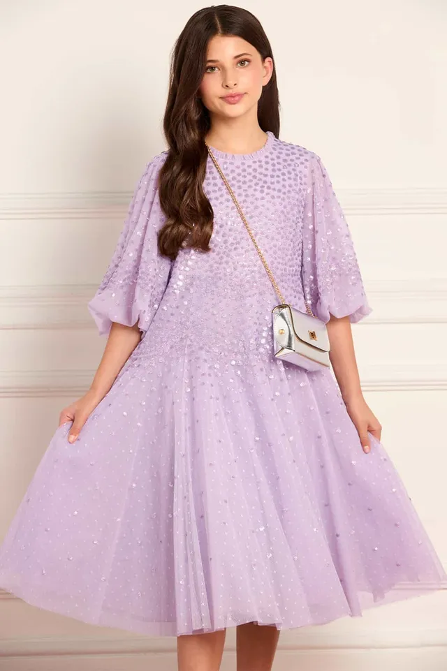 Needle & Thread Scallop Sequin sukienka dziewczęca Purple