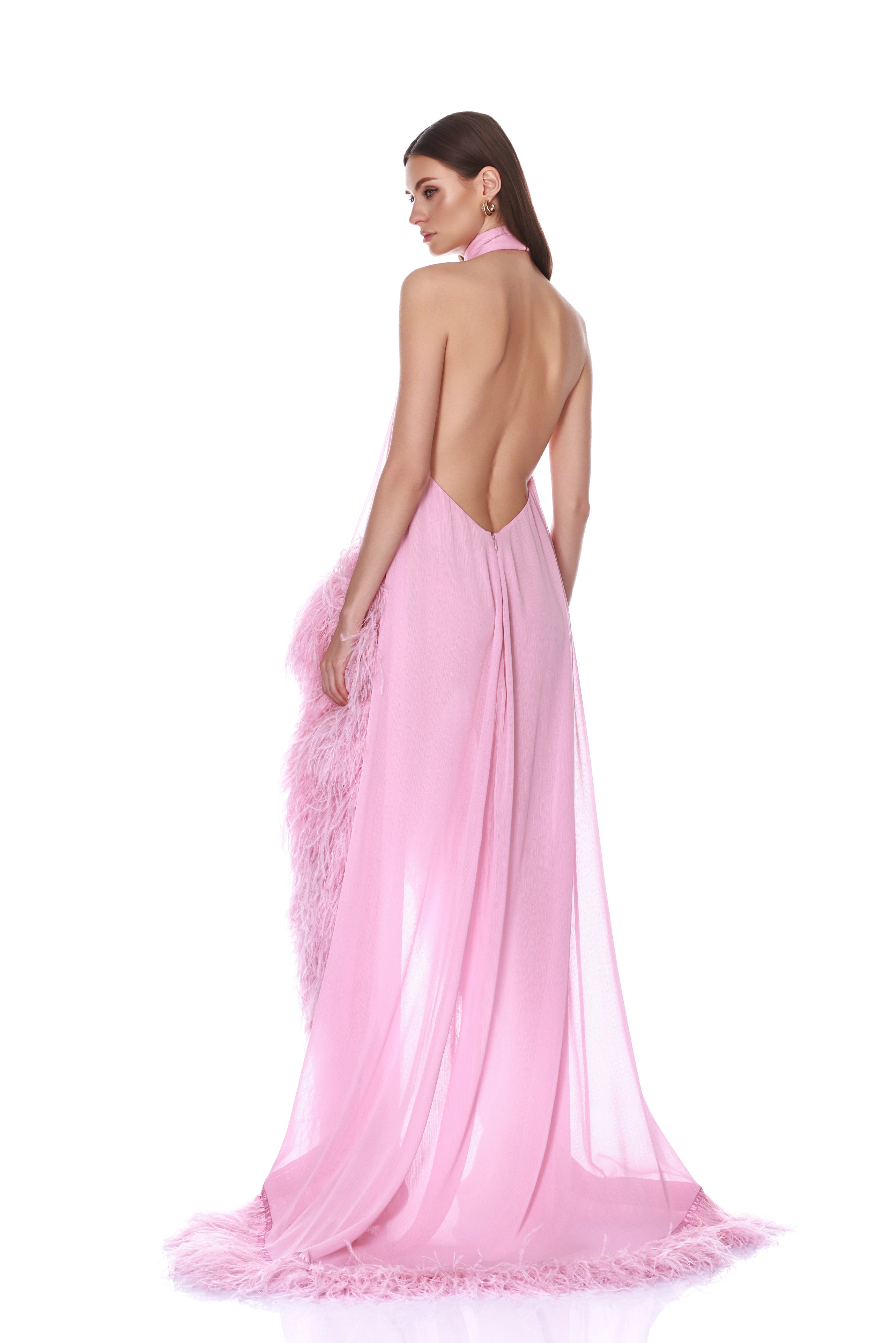 Bronx and Banco Madeline Halterneck sukienka wieczorowa baby pink
