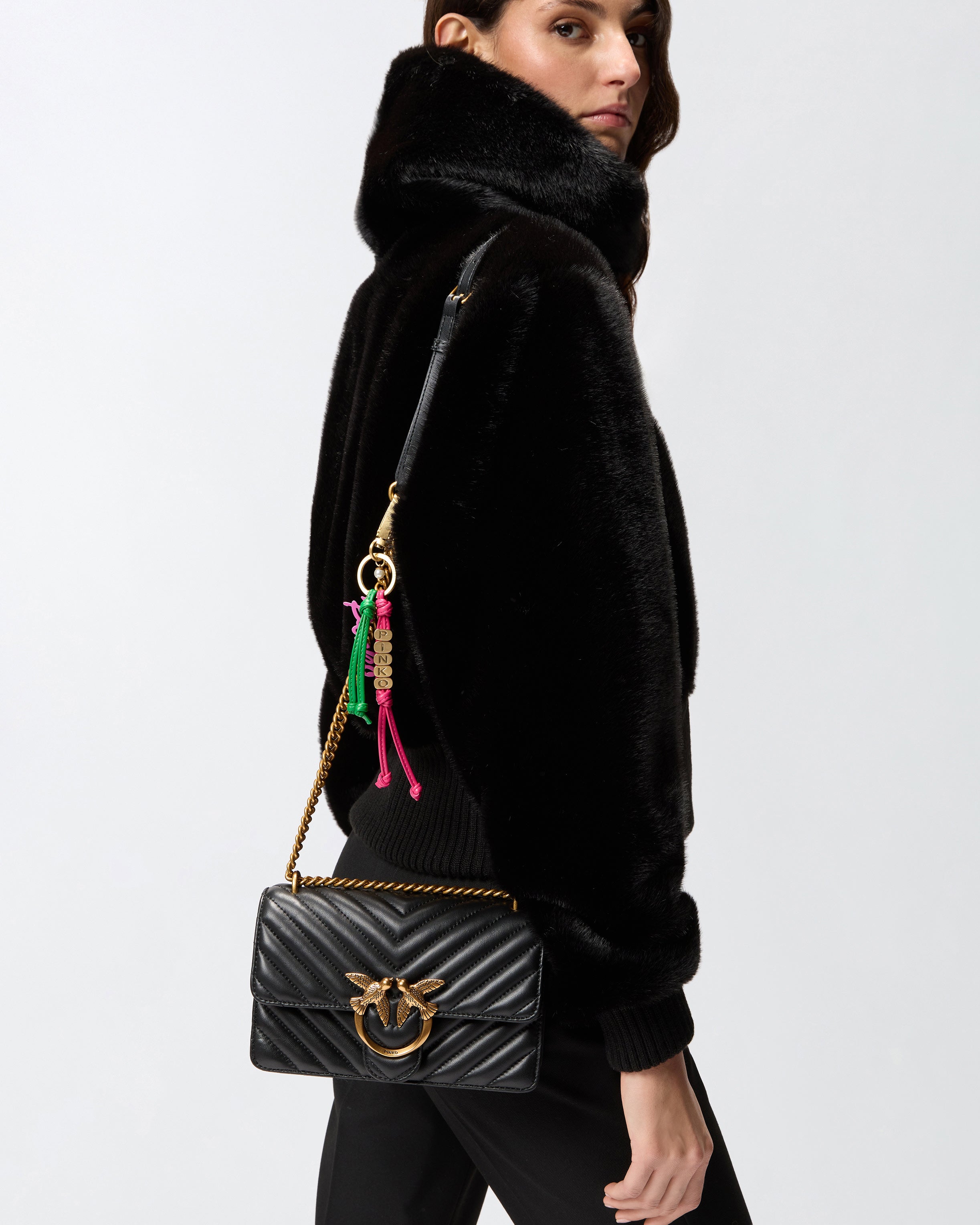 Pinko Love One Mini torebka czarna chevron