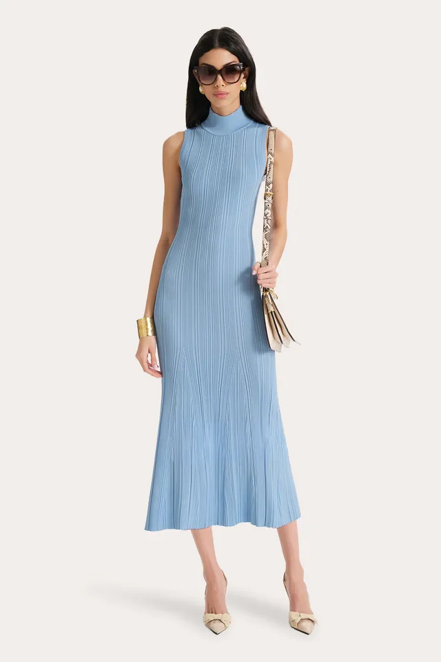 Elie Tahari Azura E75X1606 sukienka Blue Bell midi