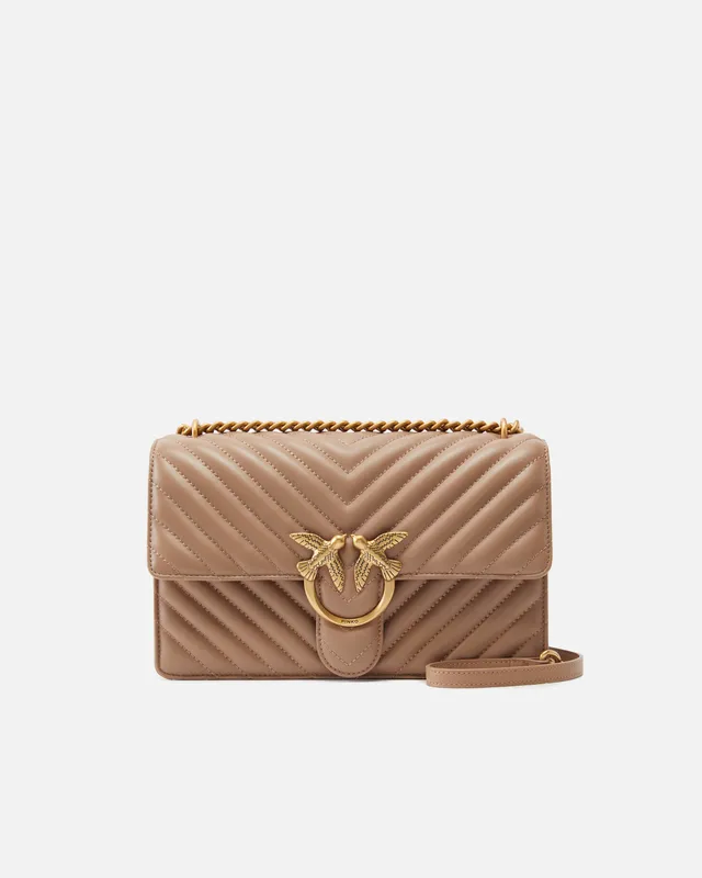 Pinko Love One Classic Chevron torebka brązowa