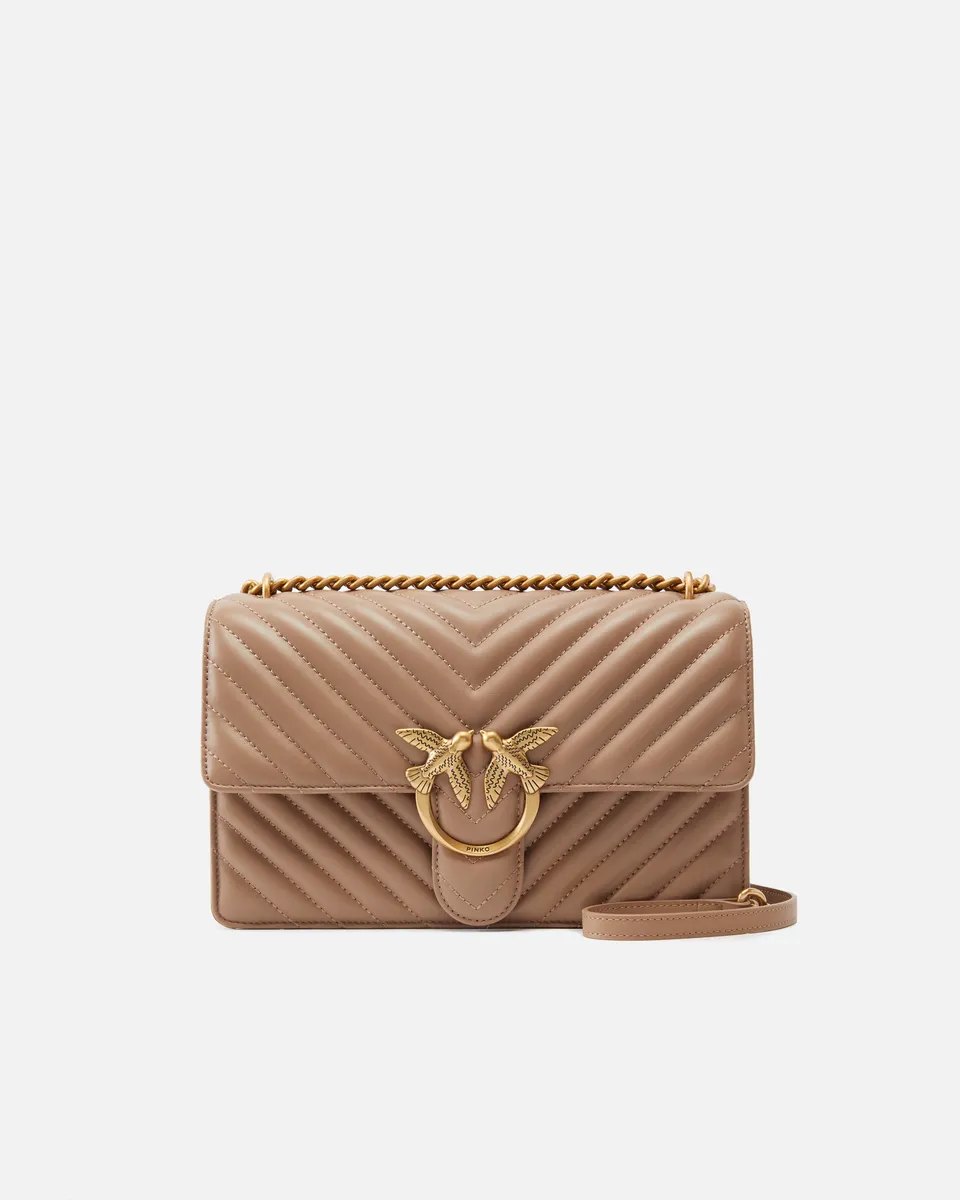 Pinko Love One Classic Chevron torebka brązowa