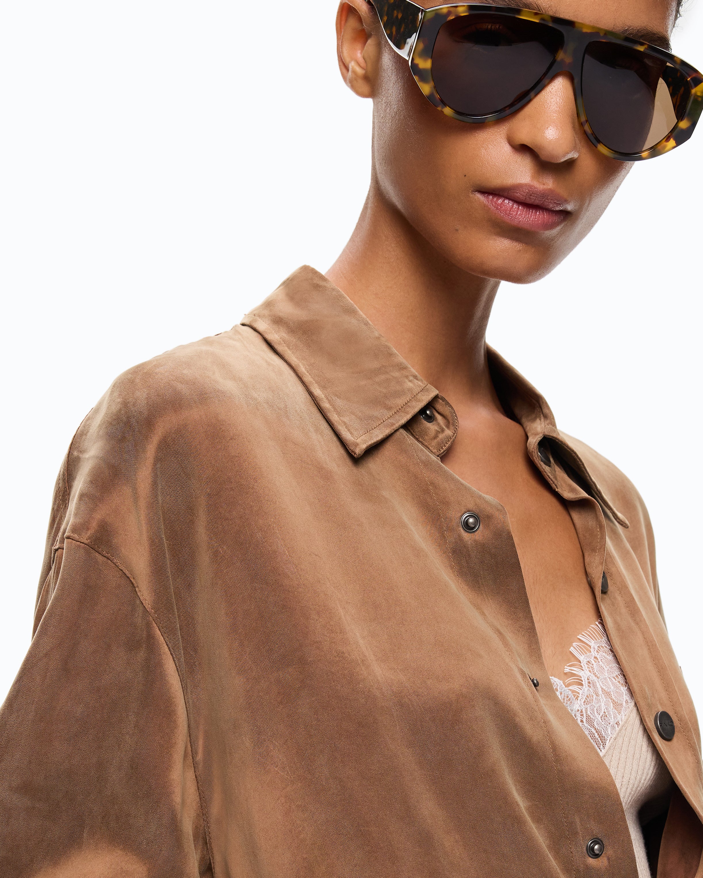 Pinko Careser koszula welurowa twill brązowa