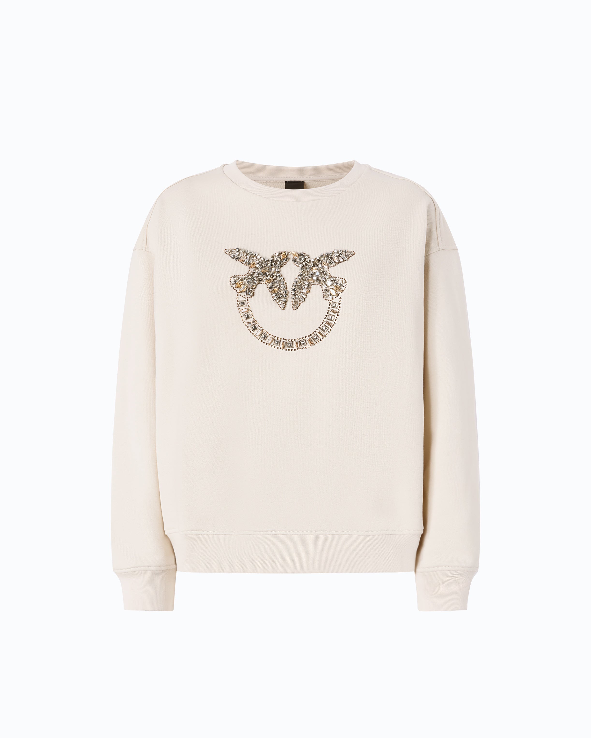 Pinko Love Birds bluza beżowa z kryształkami
