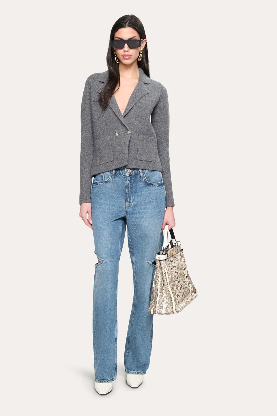 Elie Tahari Lily marynarka dzianinowa Charcoal Melange