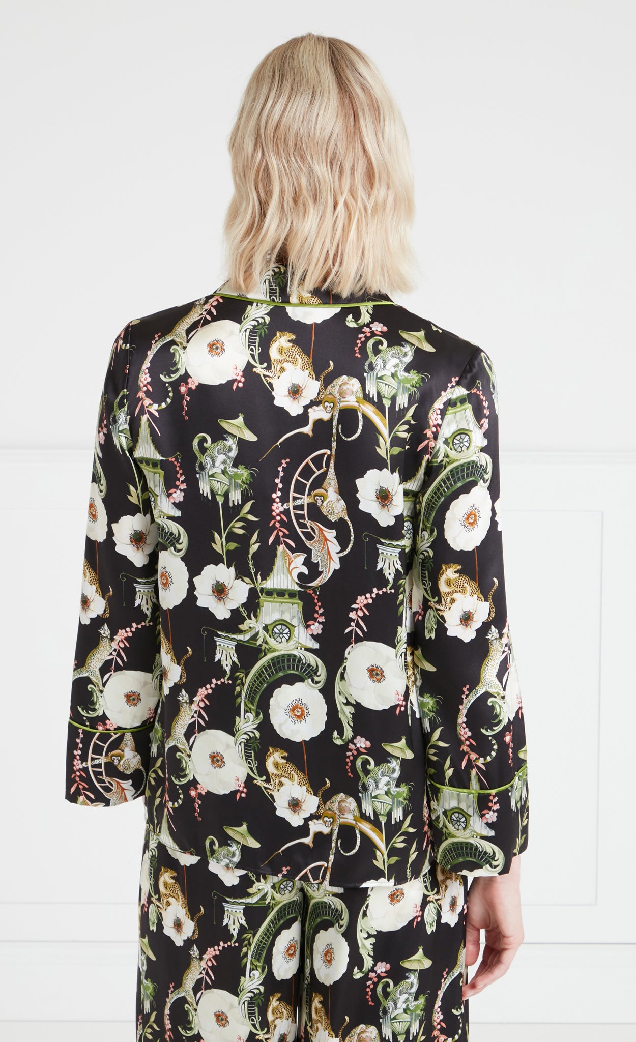 Temperley London Aphrodite góra piżamy czarna jedwab