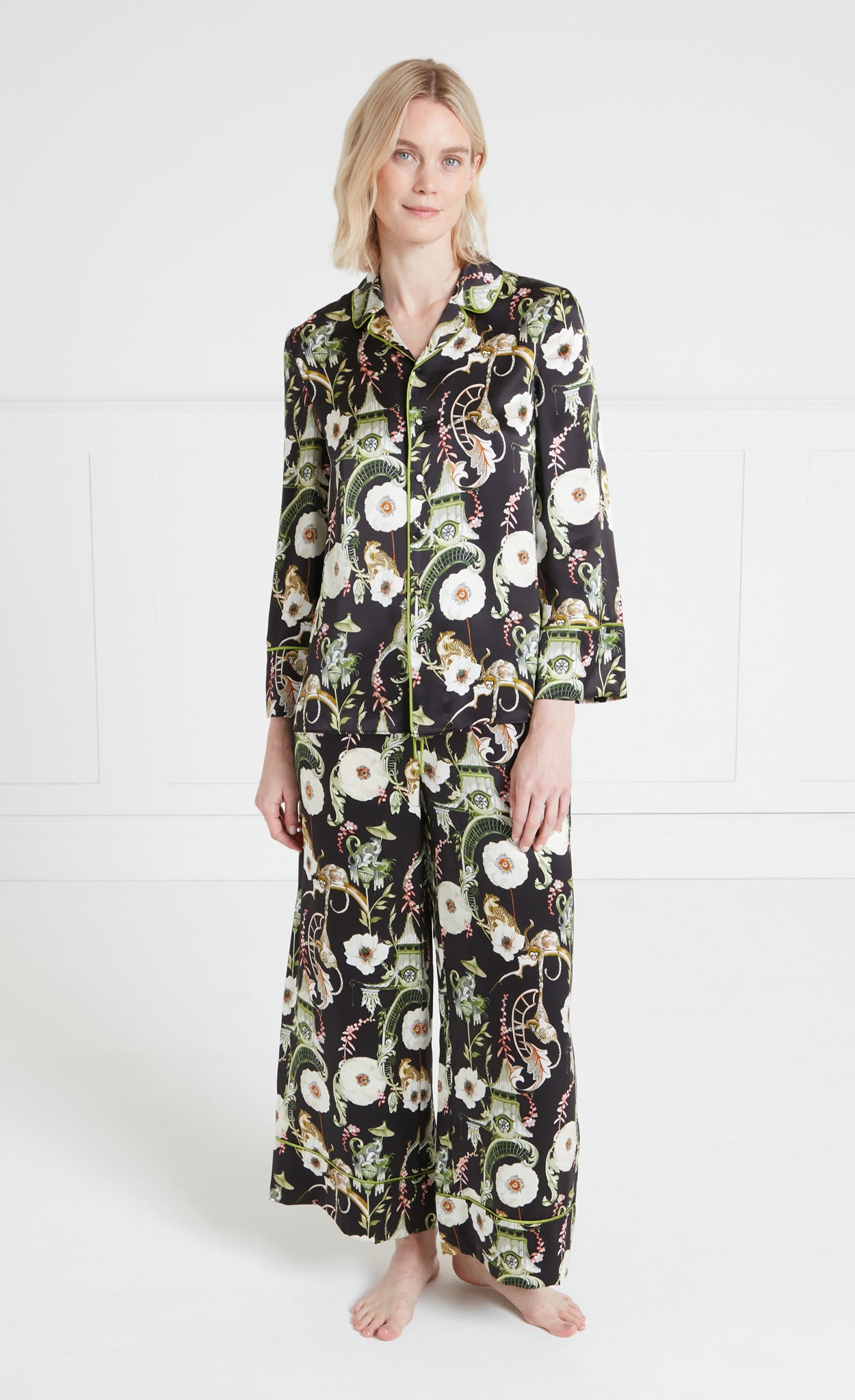 Temperley London Aphrodite spodnie piżamowe czarne