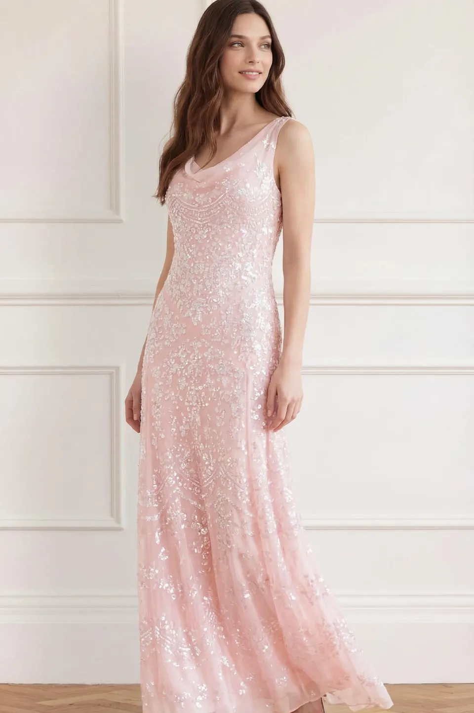 Needle & Thread Freya Georgette Gown sukienka różowa Shell