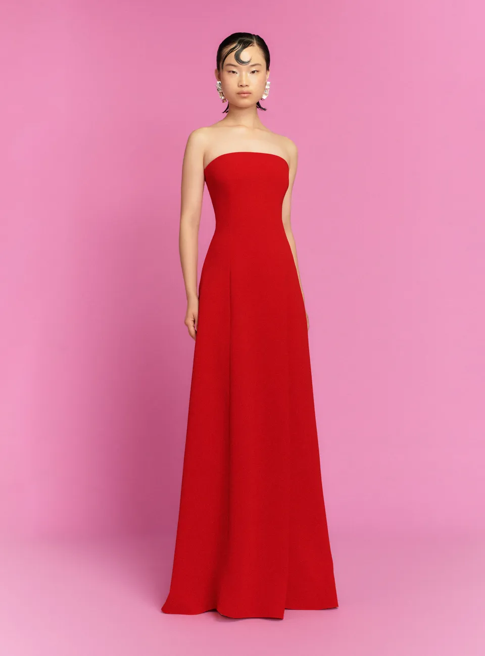 Solace London Helena sukienka maxi czerwona bez ramiączek