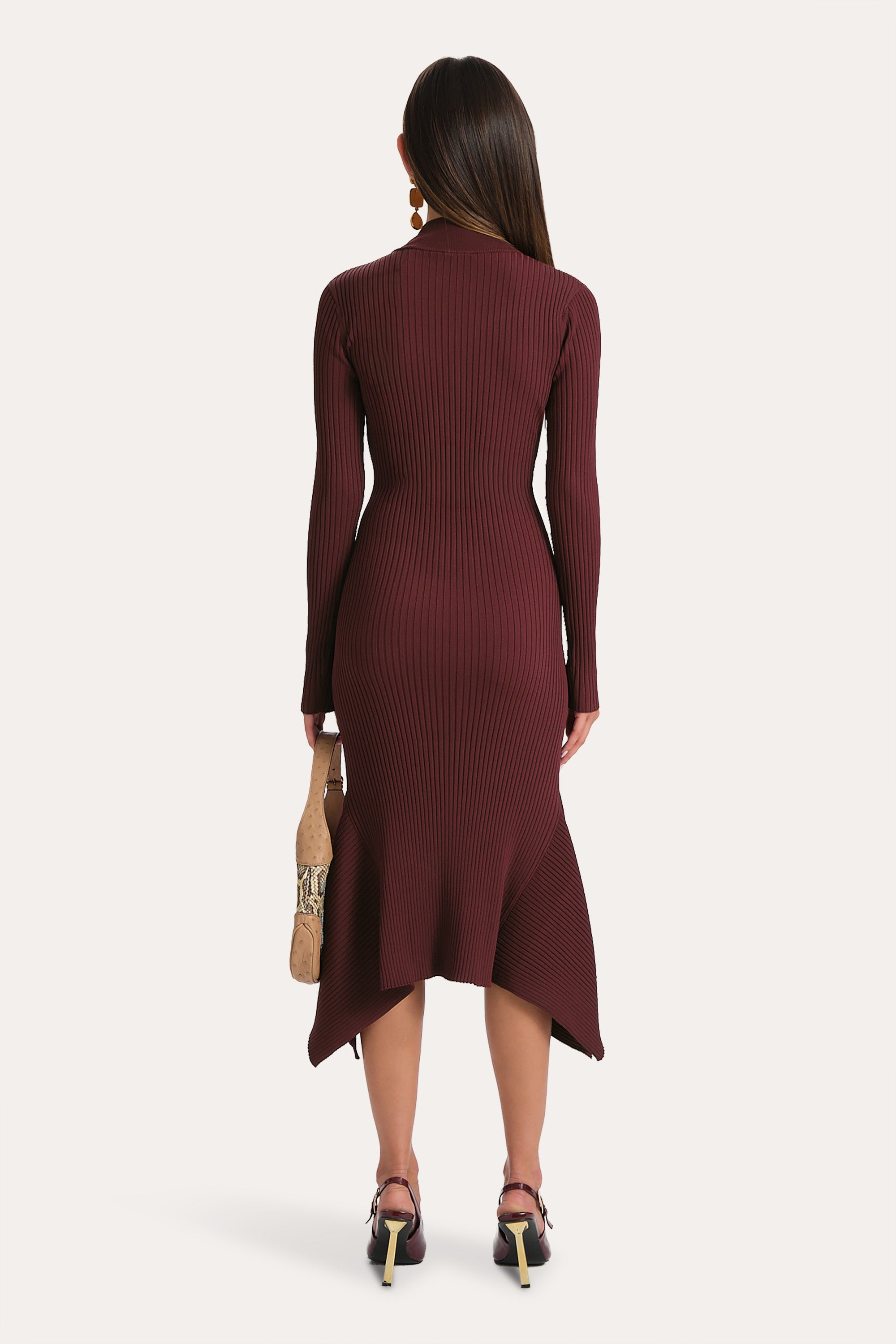 Elie Tahari Fiona Rib Sweater Dress sukienka Jester Red midi