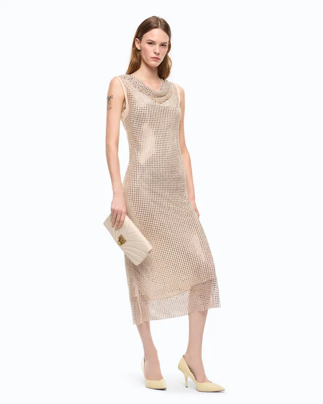 Pinko Carrera Dress sukienka midi złota