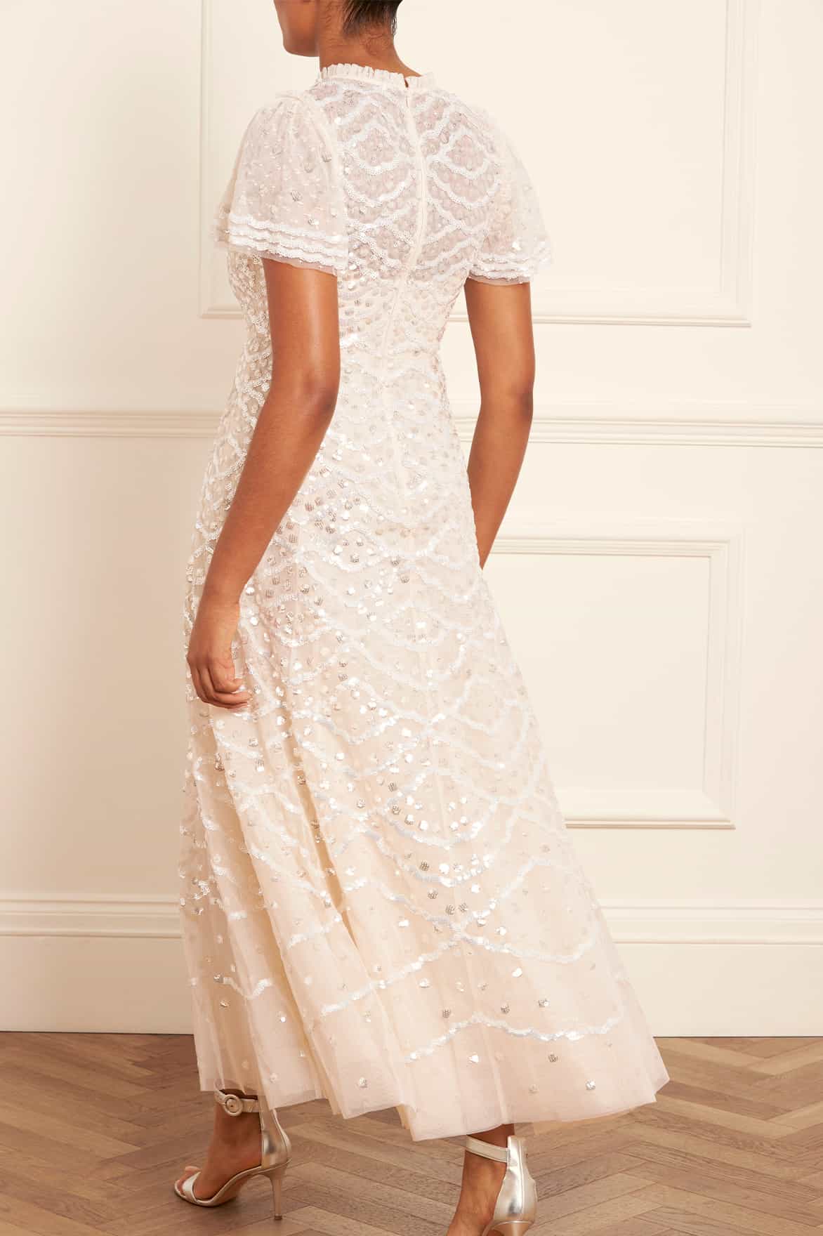 Needle & Thread Deco Dot Gloss Ankle Gown sukienka cream cekinowa