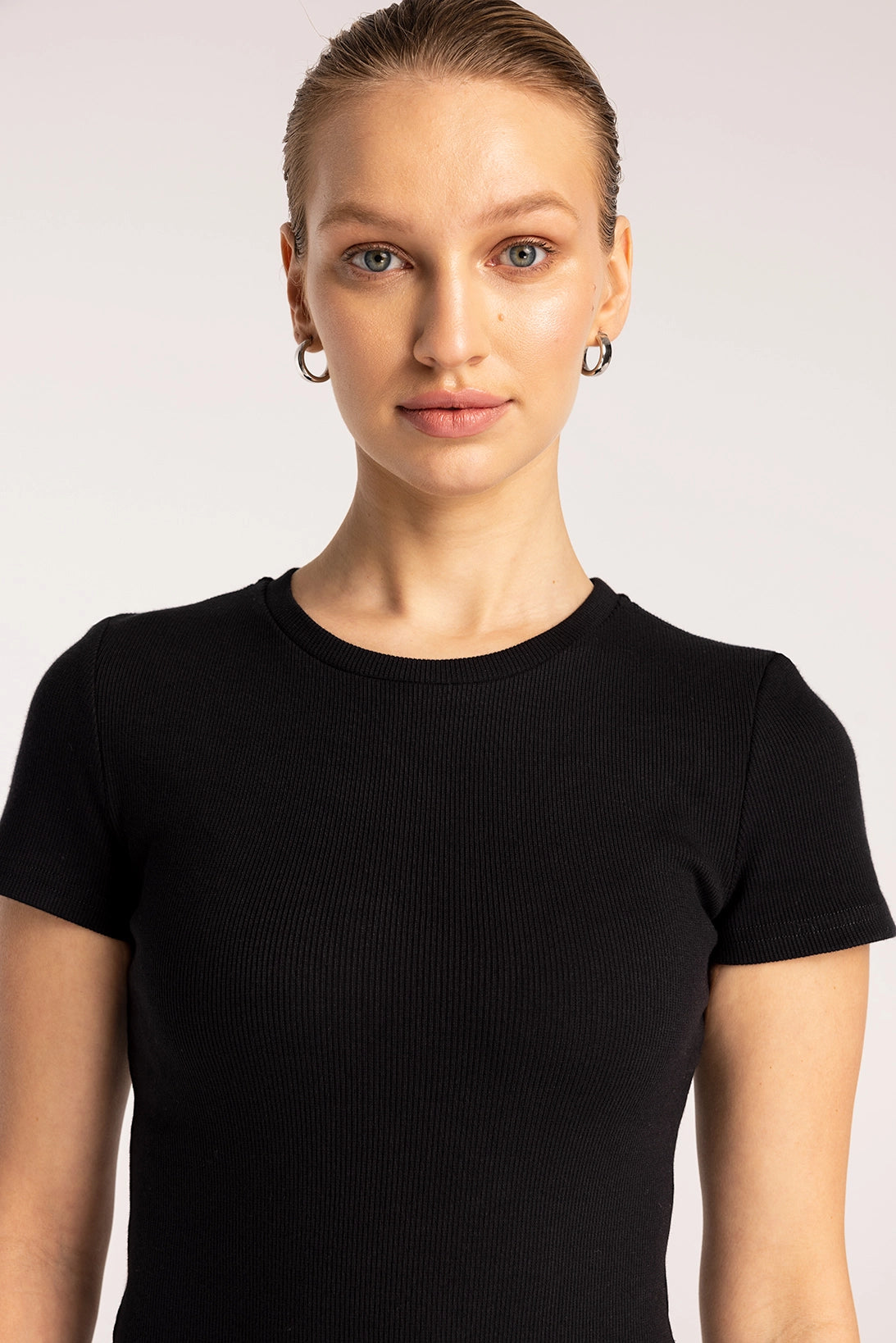 Nudyess Monday top basic ecru prążkowany