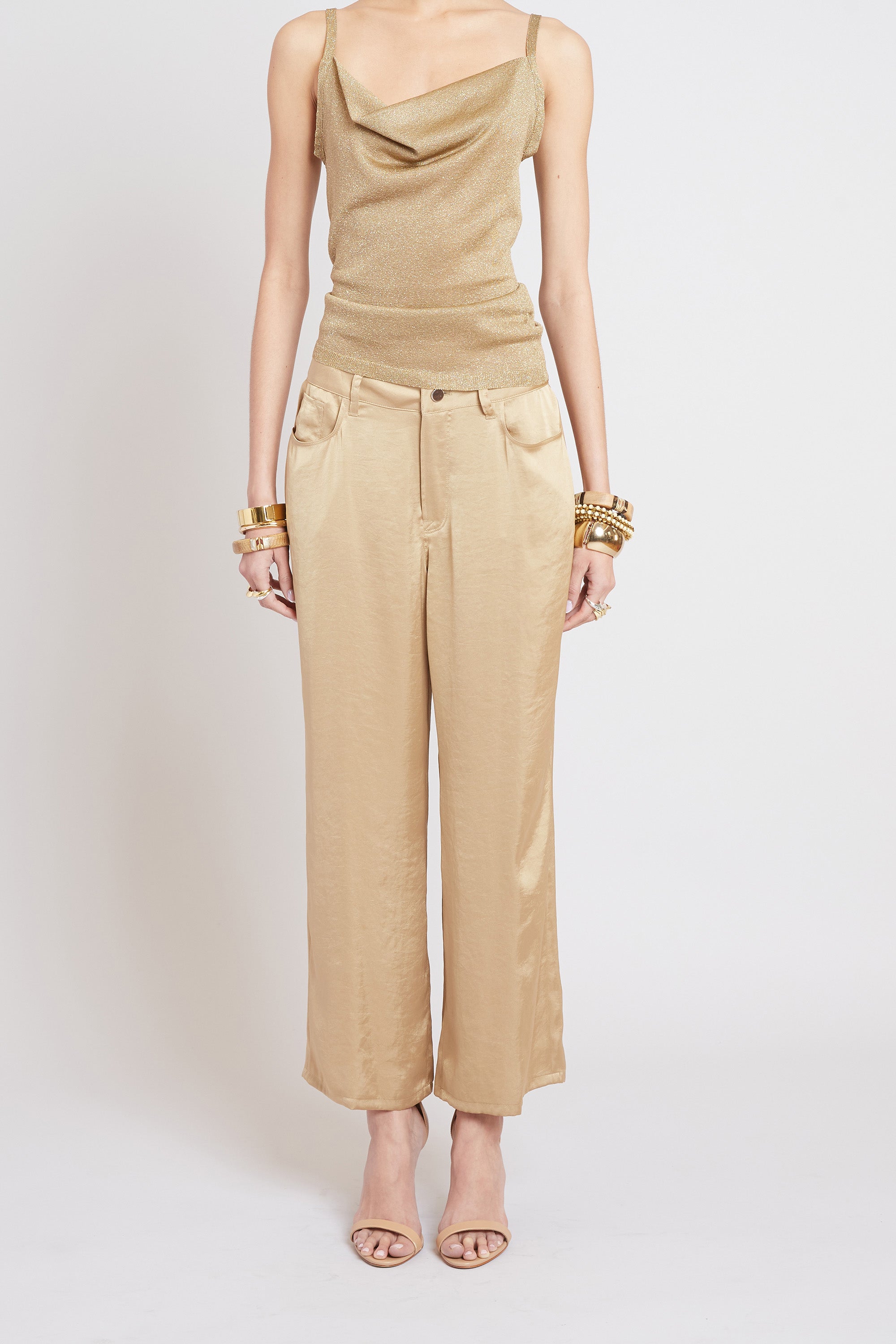 Elie Tahari Fluid spodnie Sandcastle satyna