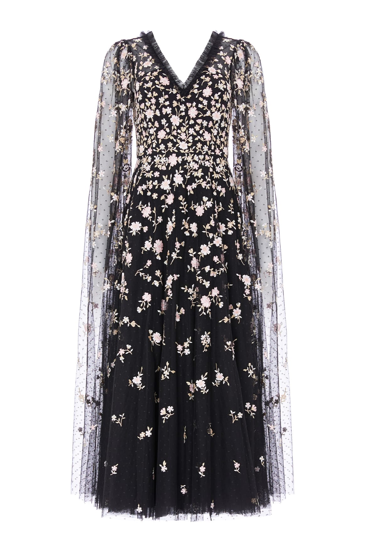 Needle & Thread Lea Ditsy Ankle Gown sukienka czarna