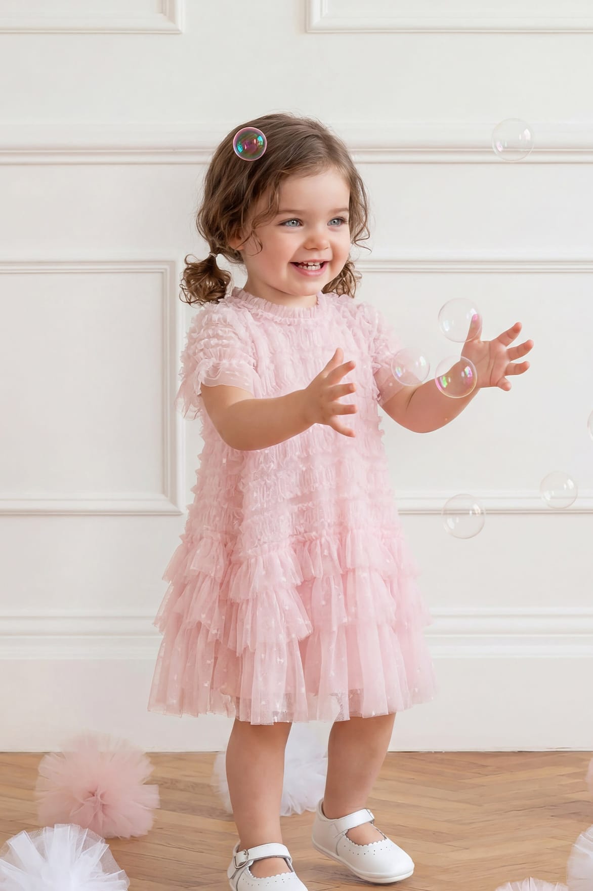 Needle & Thread Valentine Ruffle sukienka niemowlęca różowa