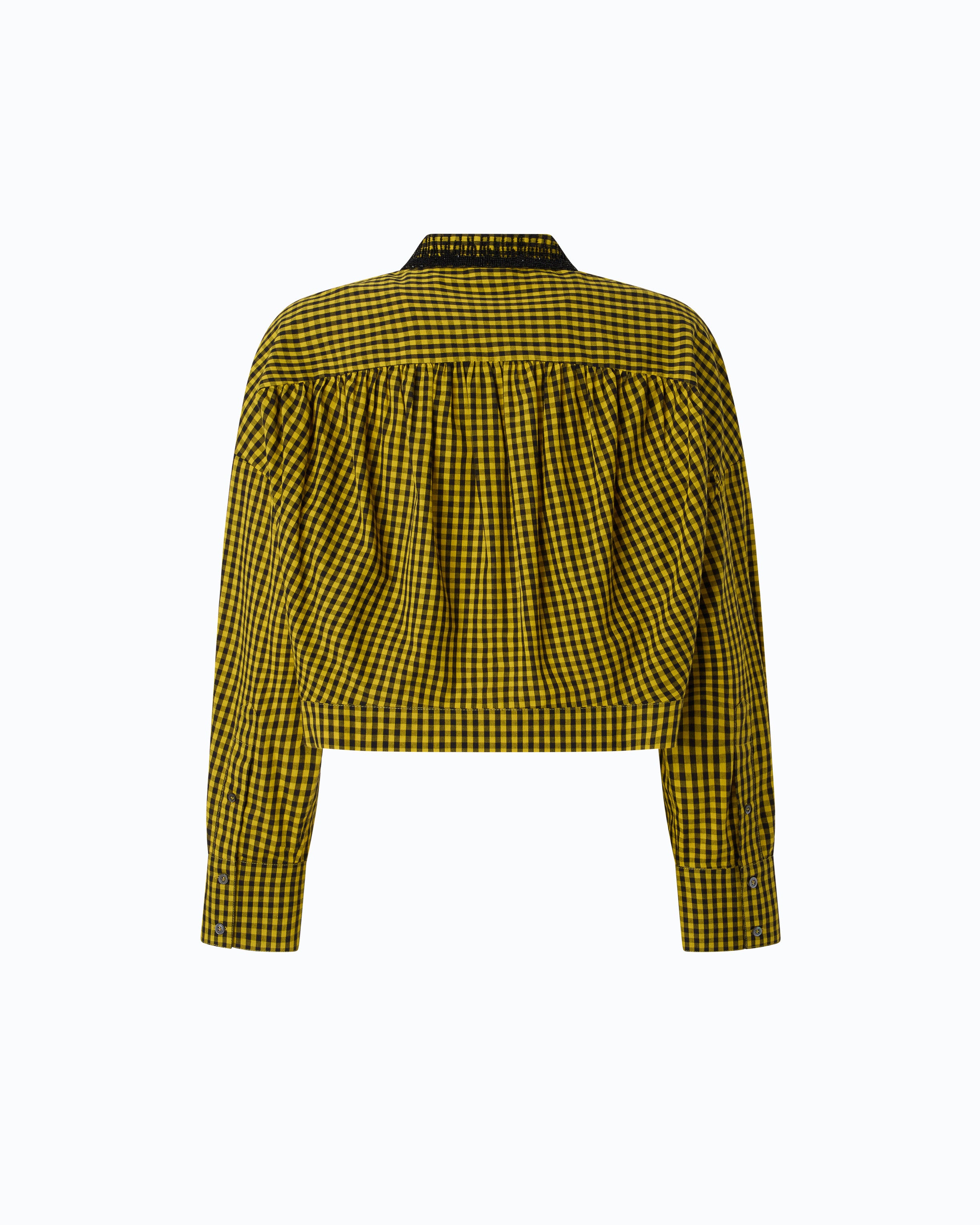 Pinko Carne koszula cropped czarna w kratkę
