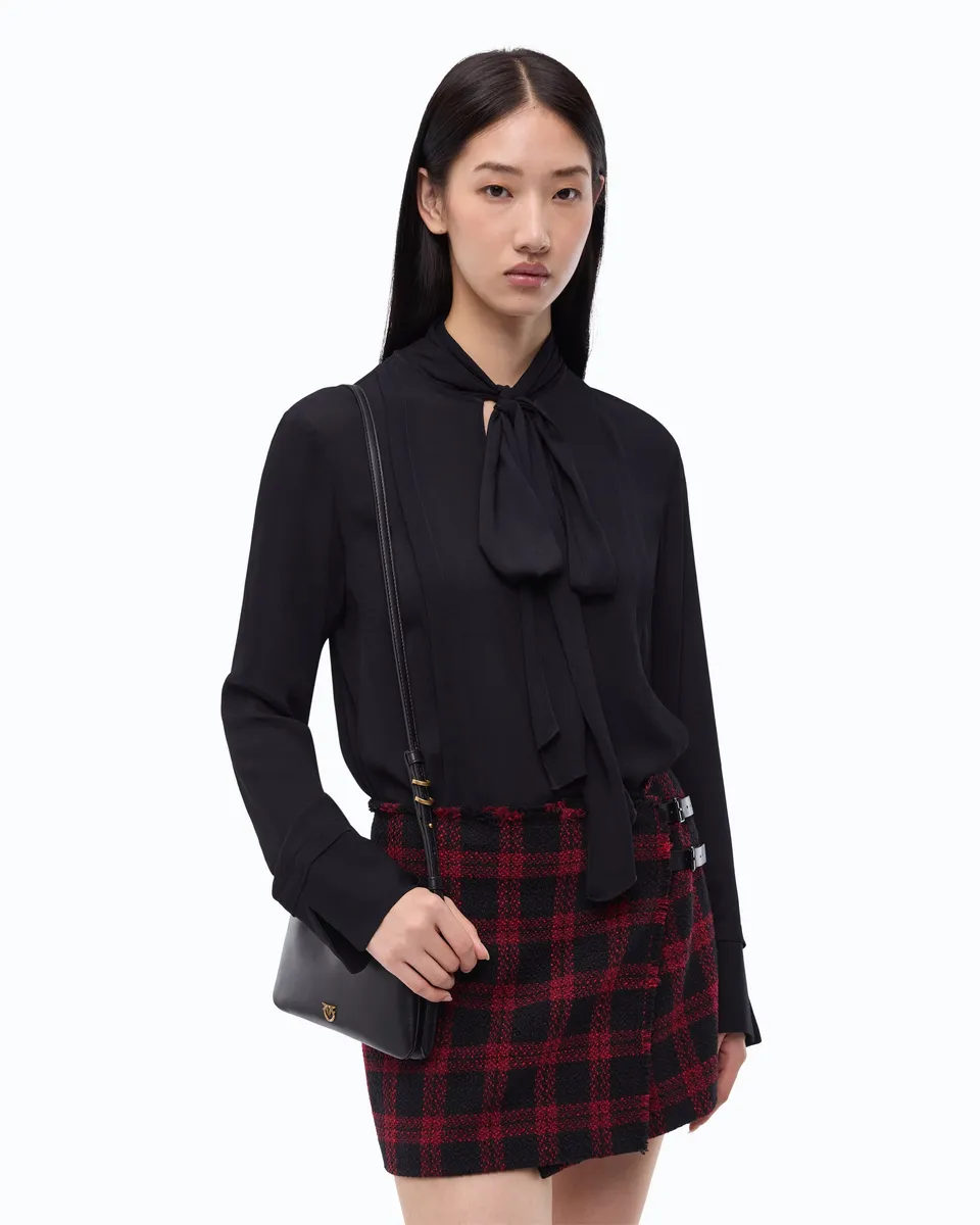 Pinko Brunnera Blouse bluzka czarna wiskoza szarfa
