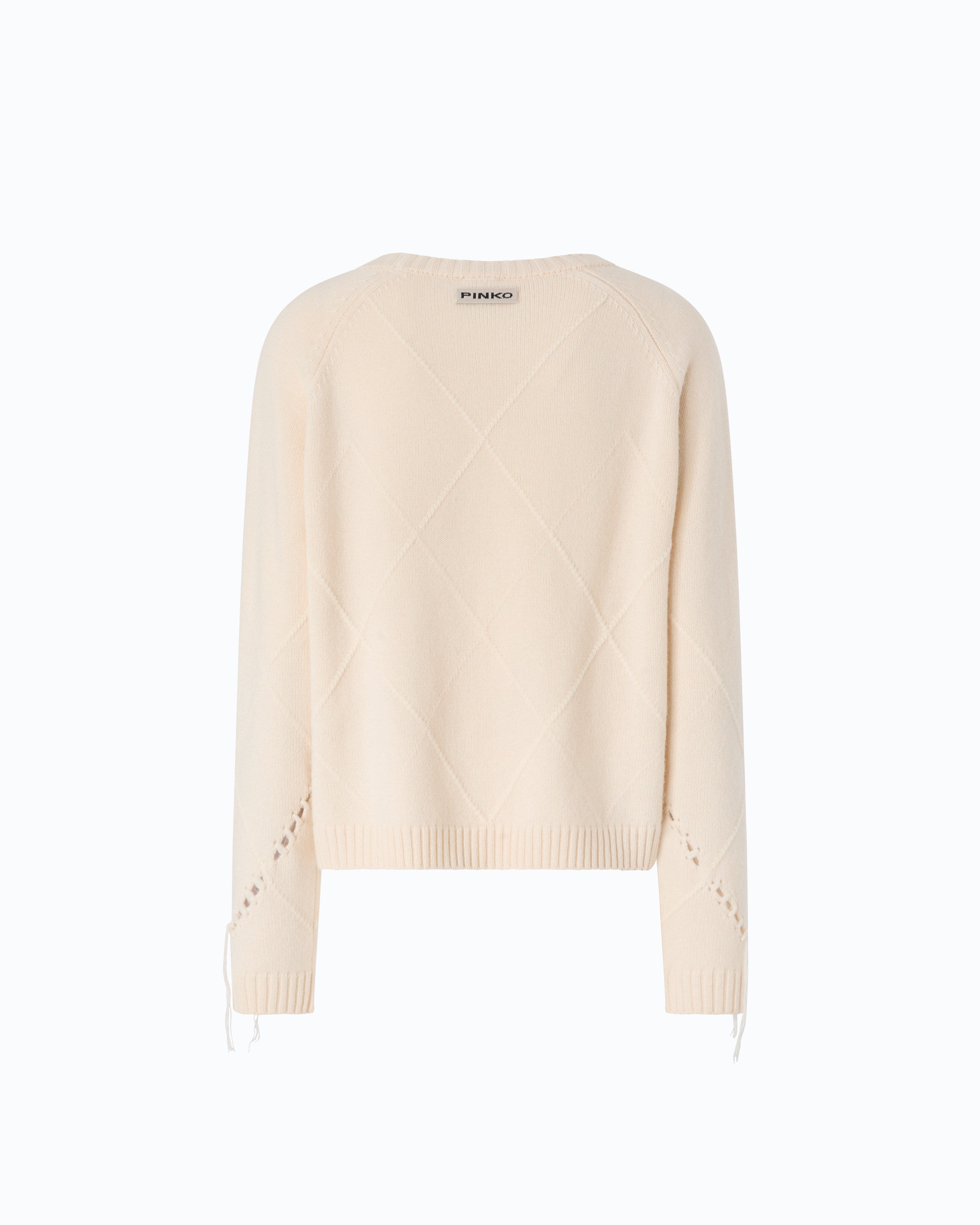 Pinko Berna Sweater sweter w romby beżowy wełna