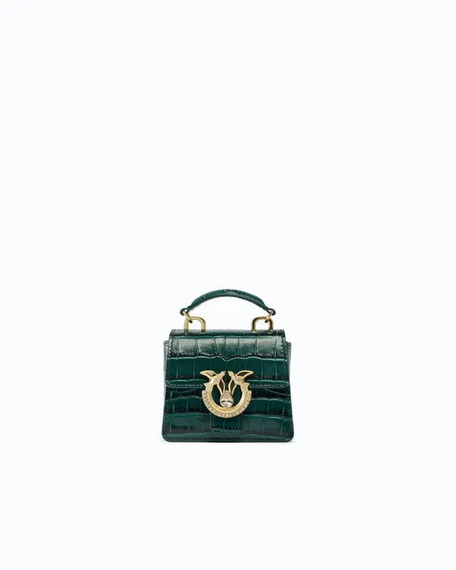 Pinko Love Bag Micro torebka skórzana krokodyl Top Handle