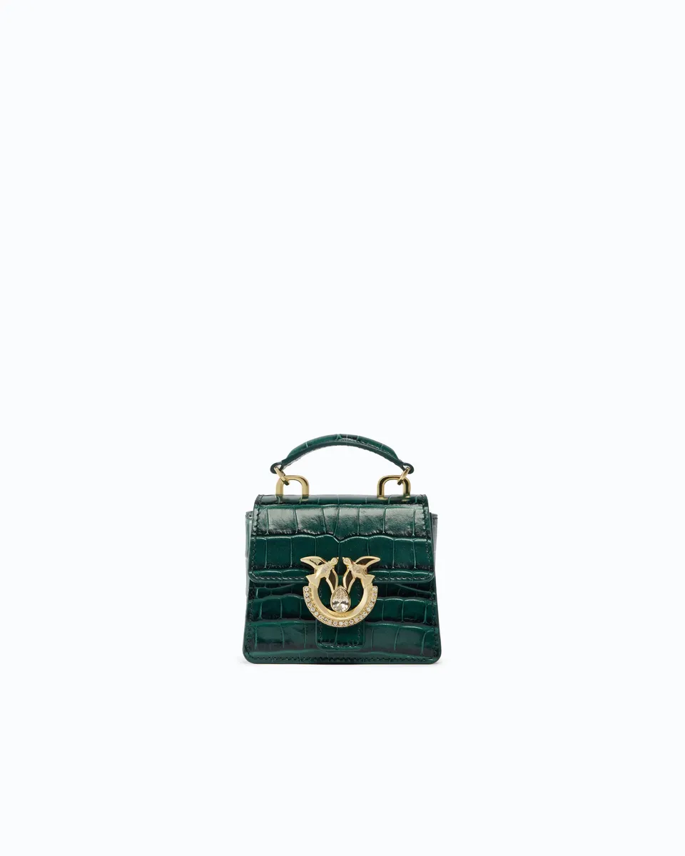 Pinko Love Bag Micro torebka skórzana krokodyl Top Handle