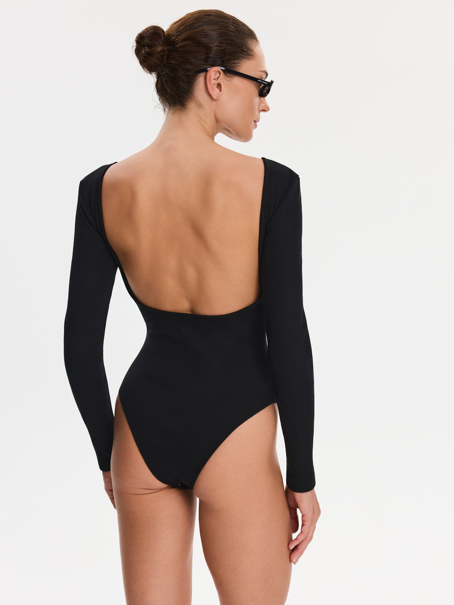 Nudyess Encore body prążkowane black odkryte plecy