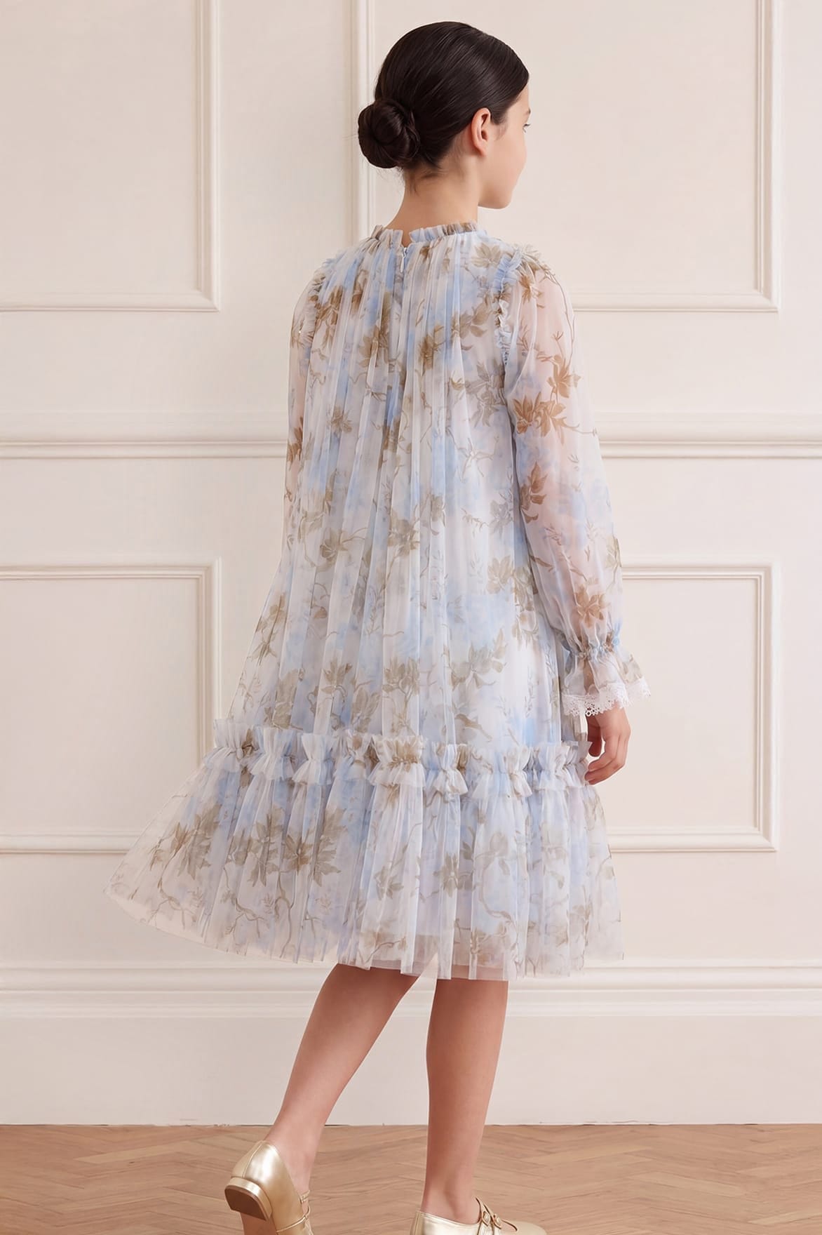 Needle & Thread Wisteria Long Sleeve Kids Dress sukienka biała