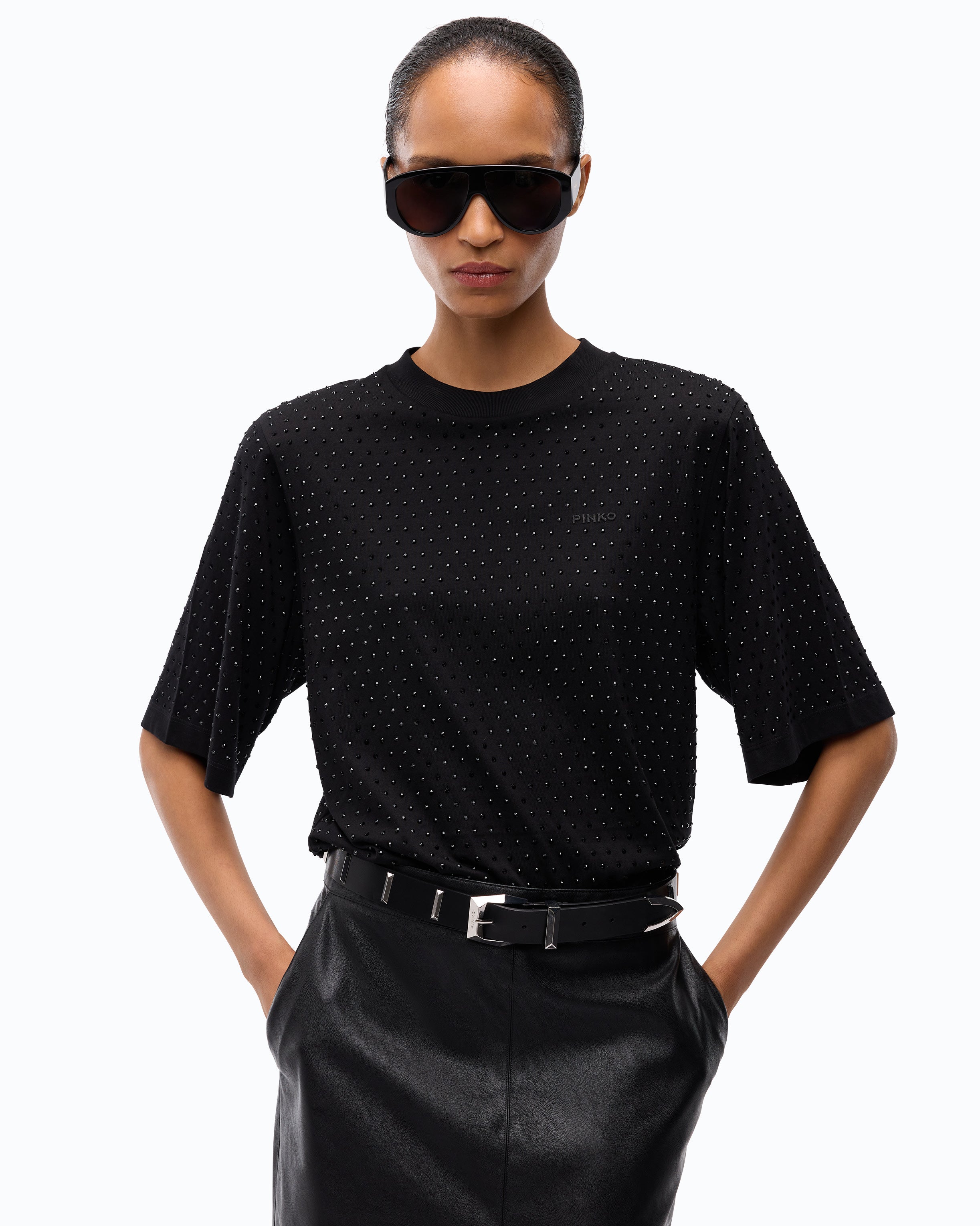 Pinko Niamey T-shirt bawełniany czarny
