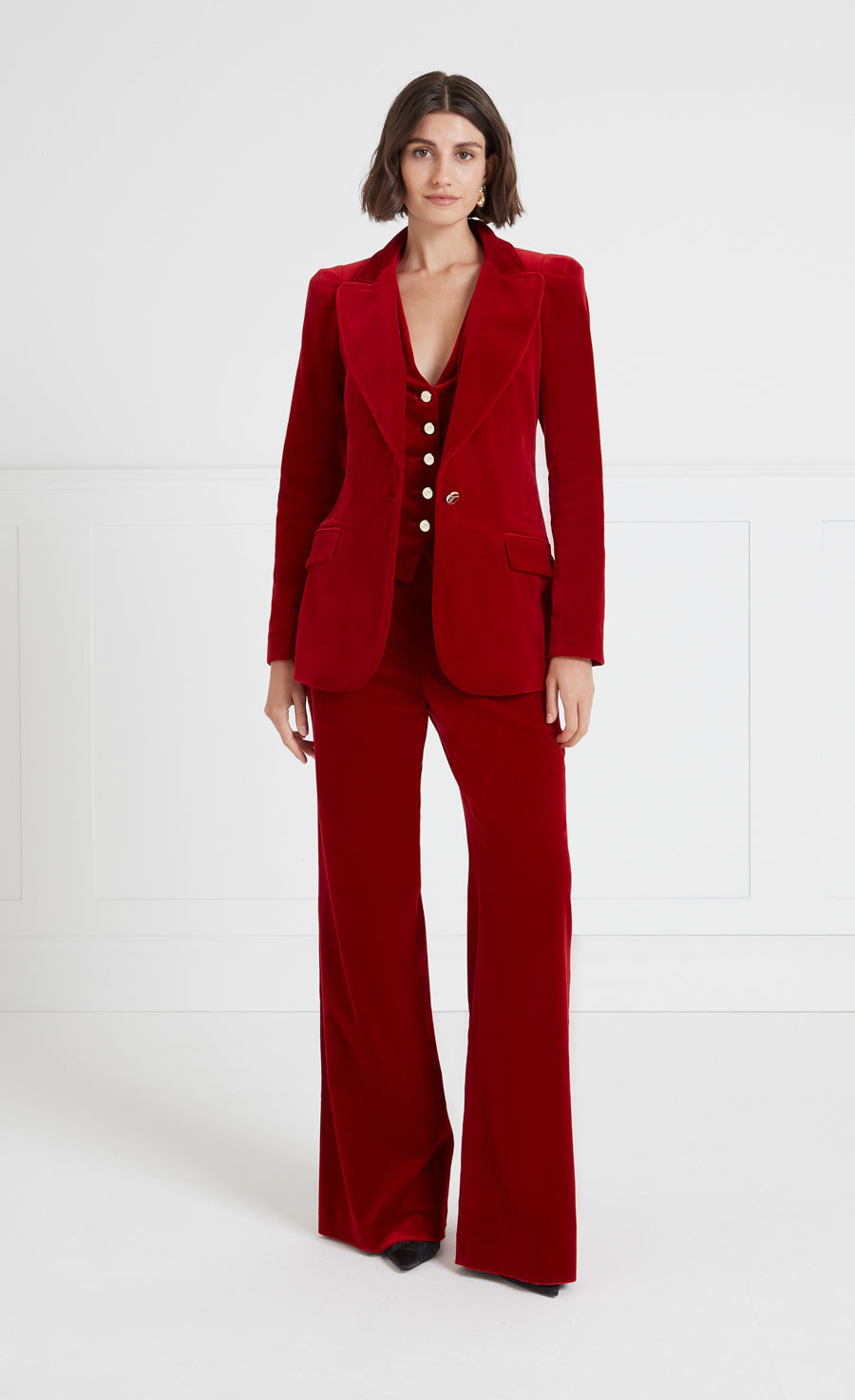 Temperley London Clove Velvet marynarka bordowa 2% elastan