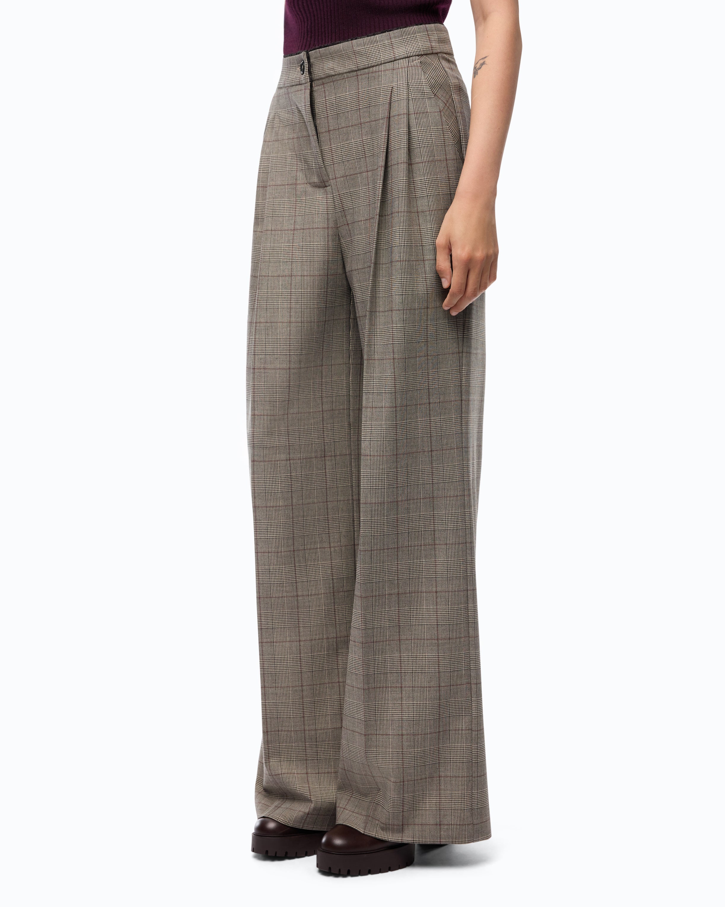 Pinko Plumeria Pants spodnie palazzo krata