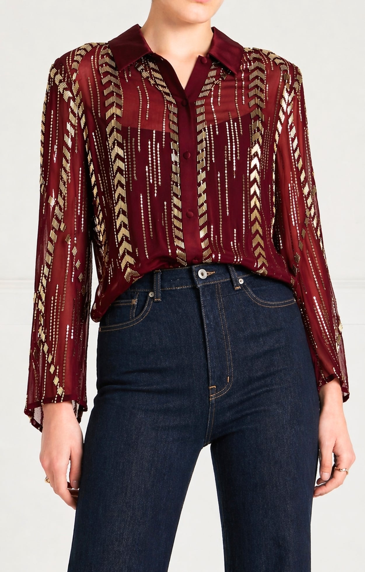 Temperley London Viola koszula cekinowa Claret