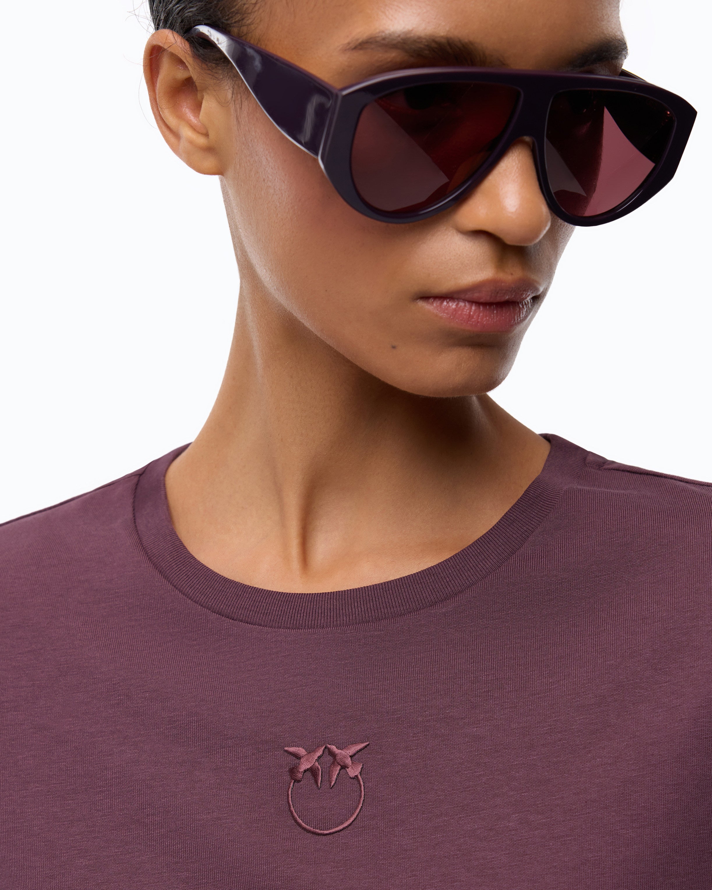 Pinko Bussolotto T-shirt bawełniany bordowy z logo