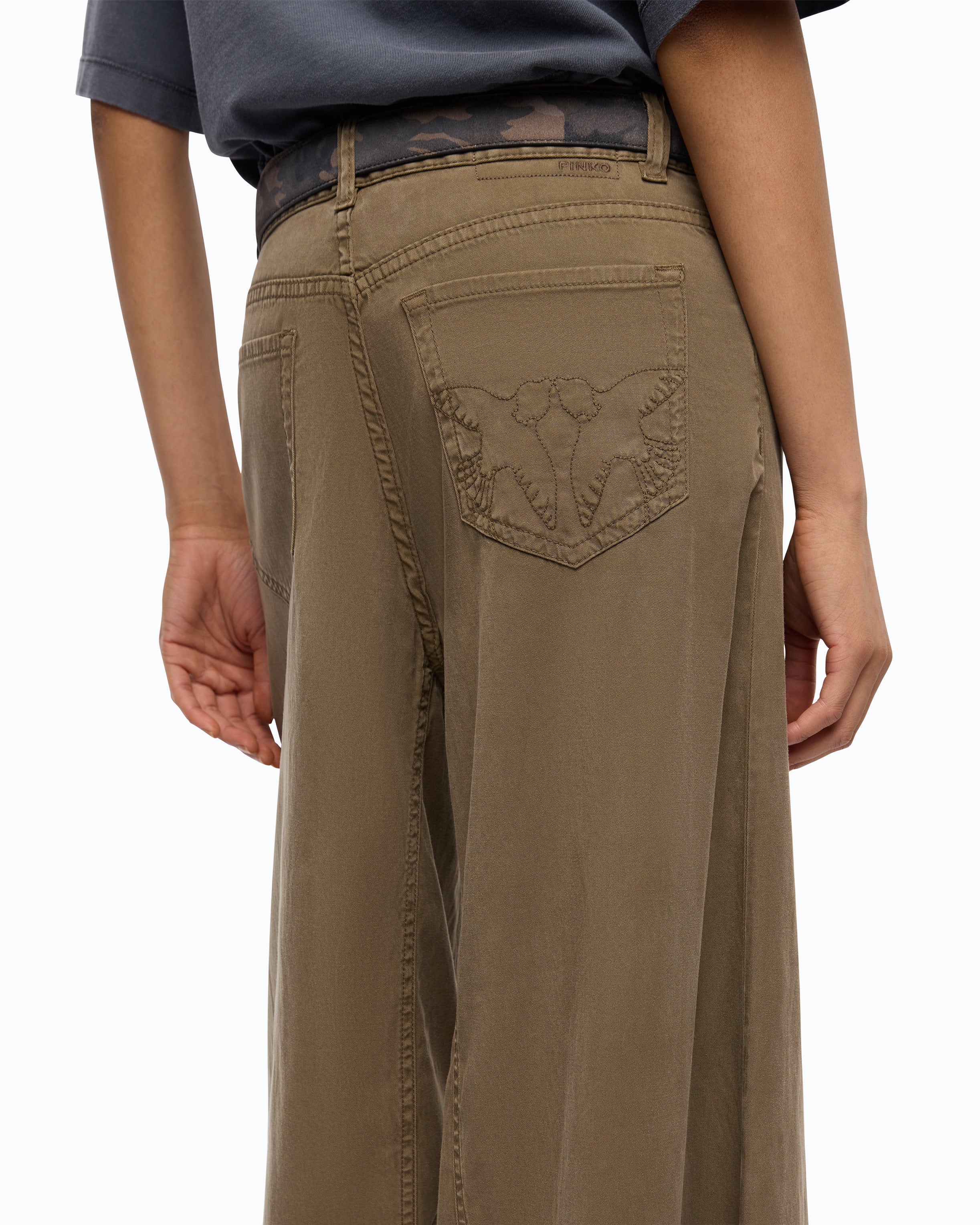 Pinko Winona Wide Leg jeans szerokie gabardynowe