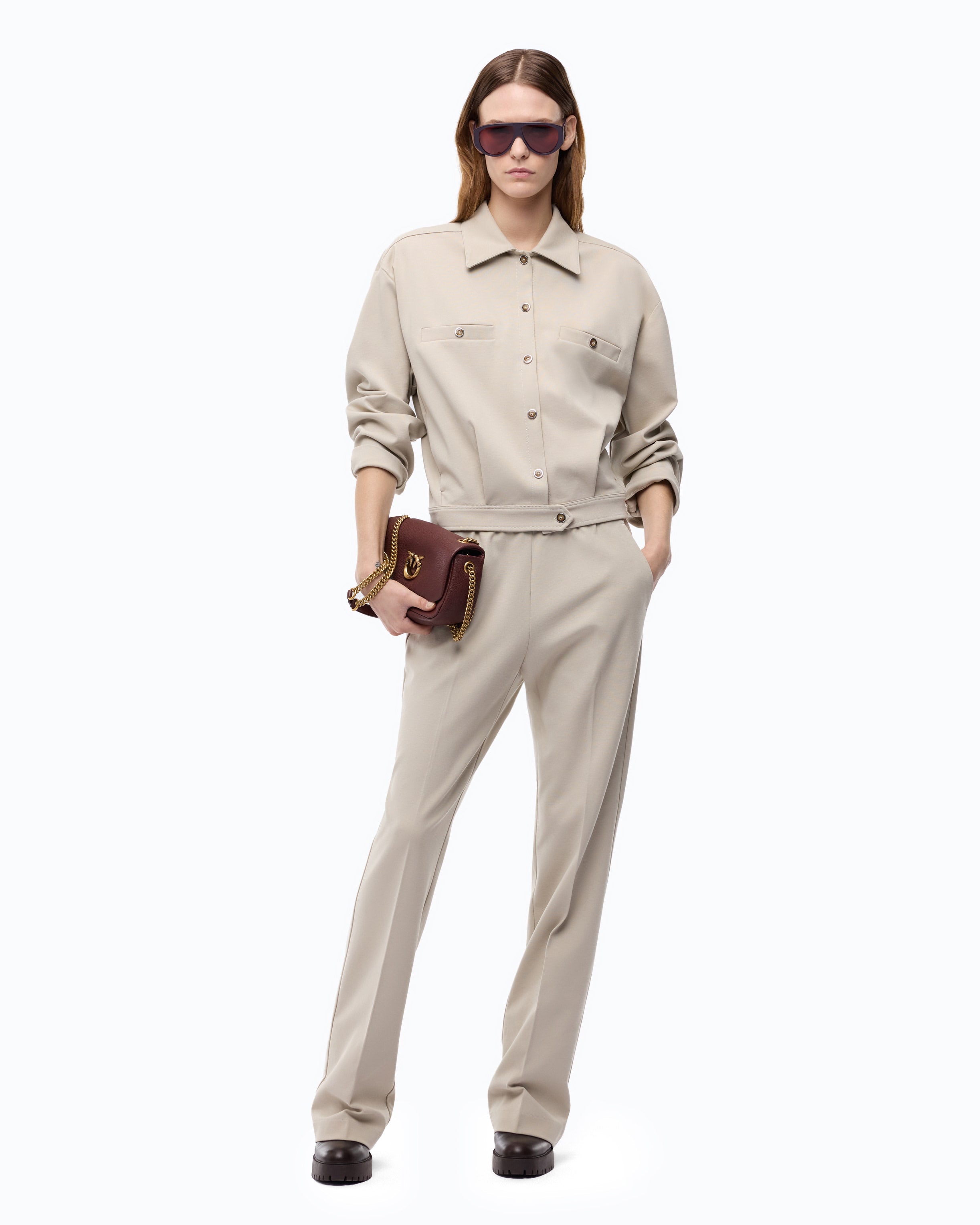 Pinko Caprifoglio Jacket overshirt beżowa gładka