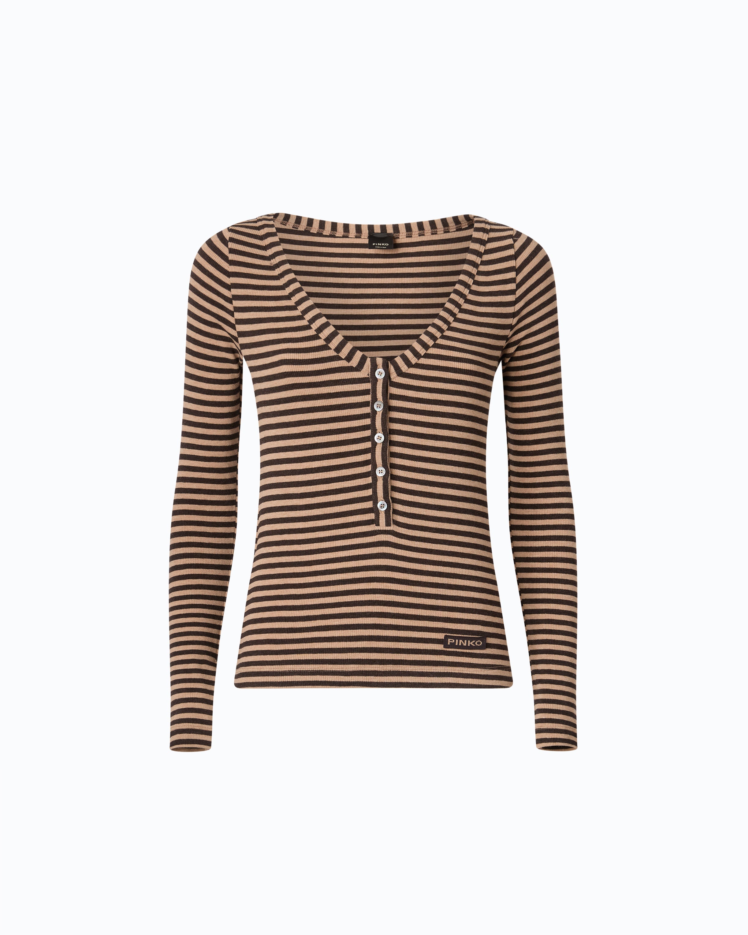 Pinko Sedum Serafino sweter beżowy w paski wełniany