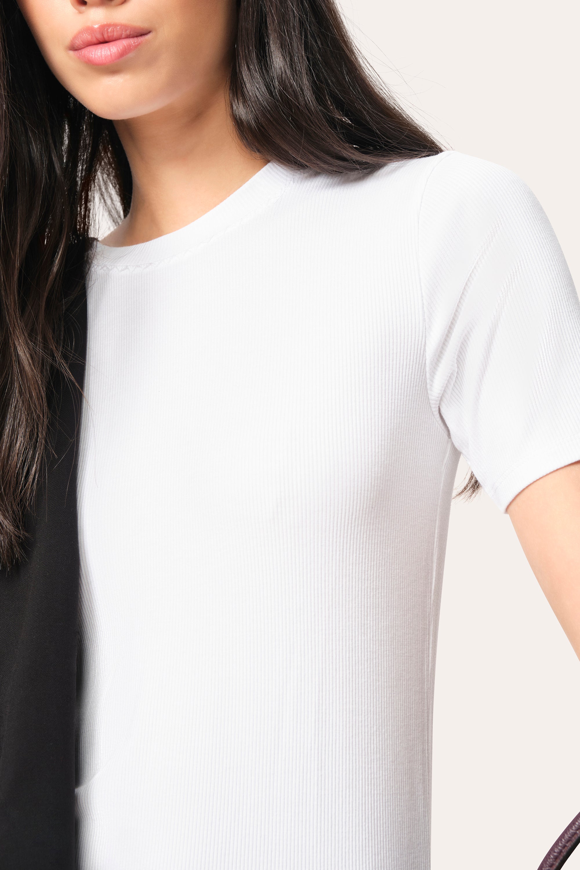Elie Tahari Classic Rib t-shirt biały White