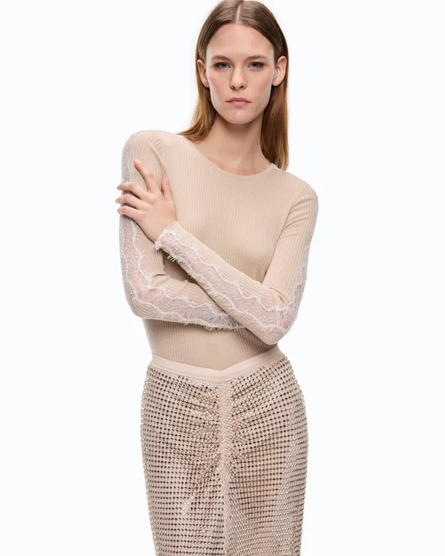 Pinko Copenaghen Sweater sweter beżowy wełniany