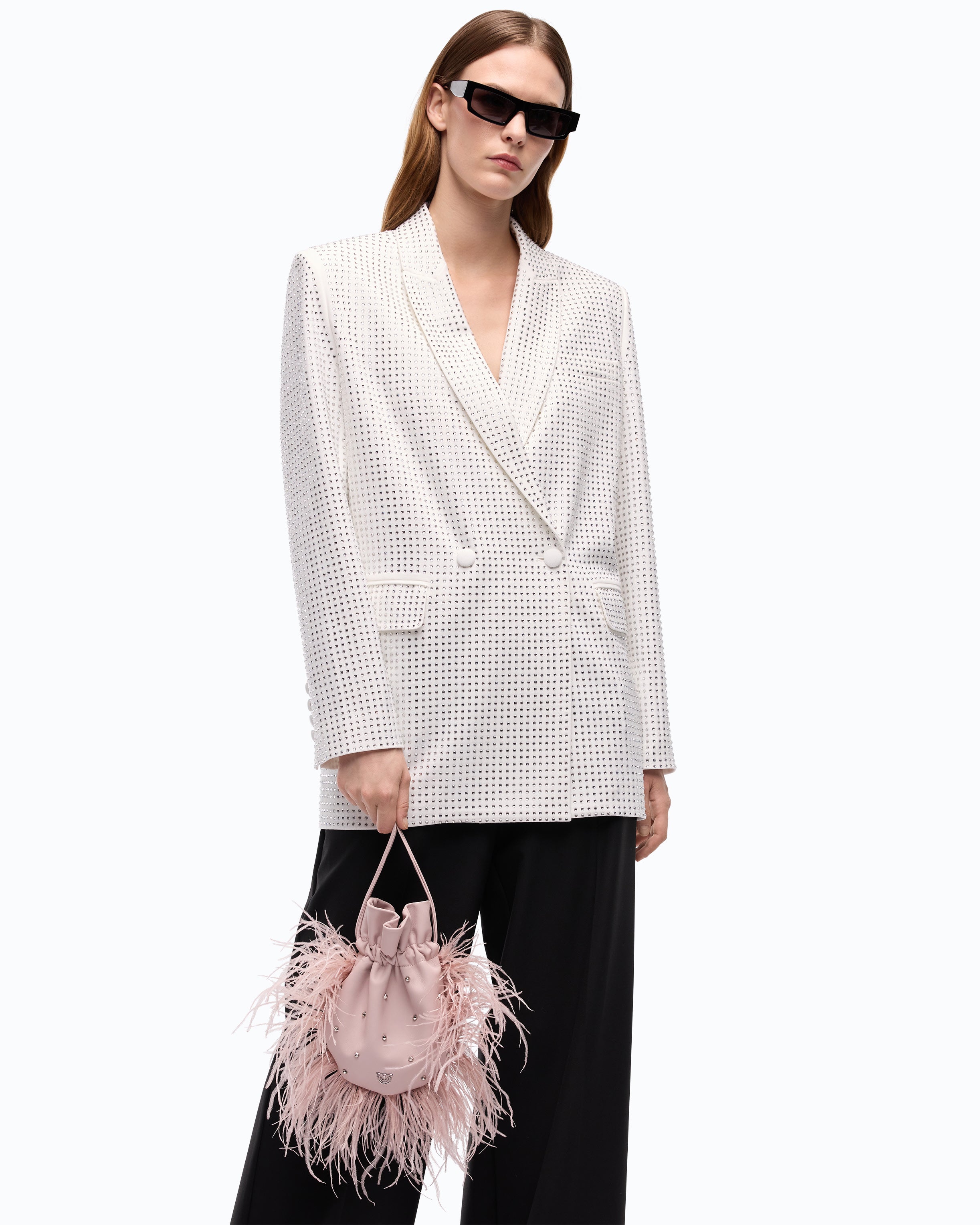 Pinko Galleria Feather Clutch torebka pouch z piórami