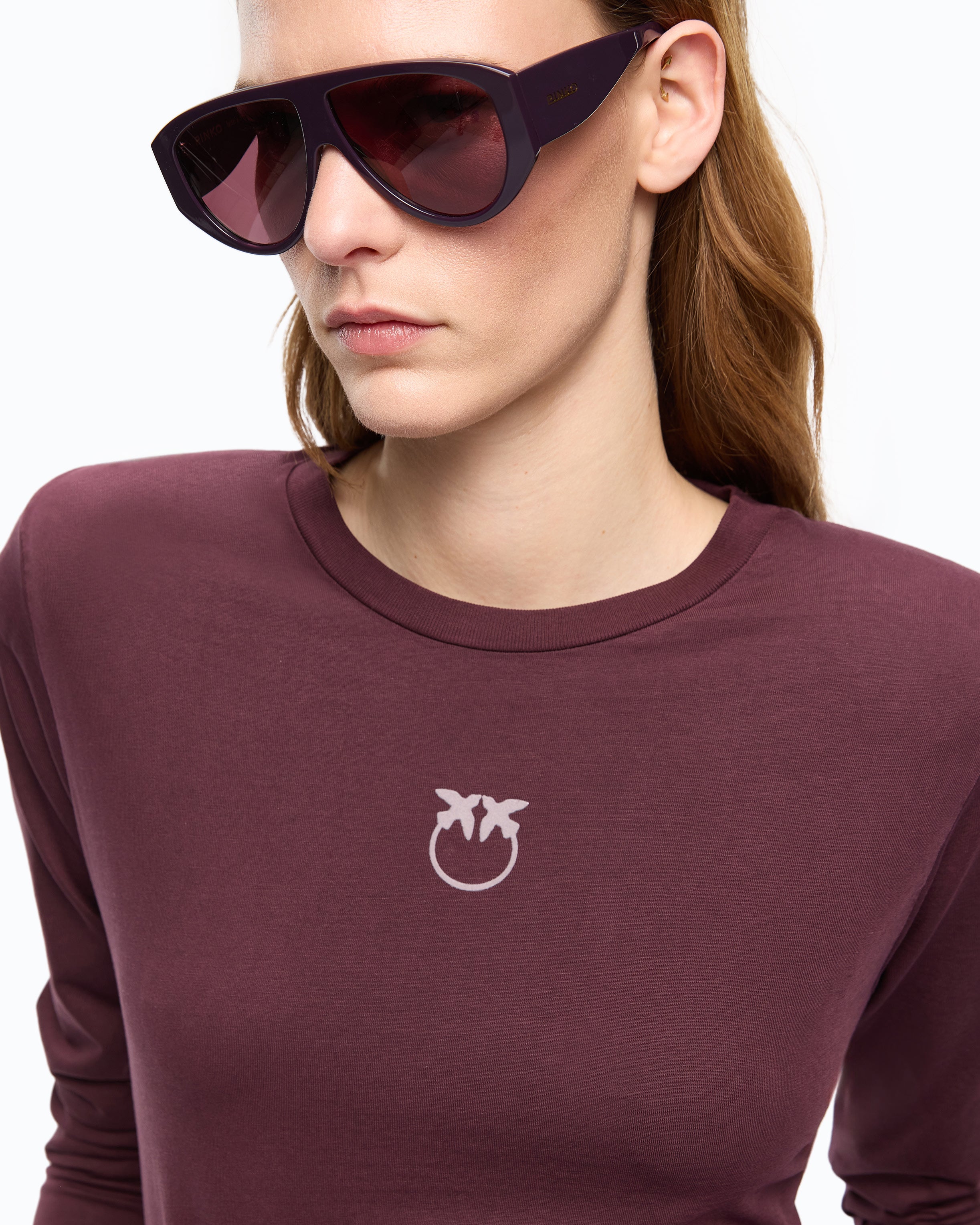 Pinko Toblino longsleeve bordowy bawełniany Love Birds