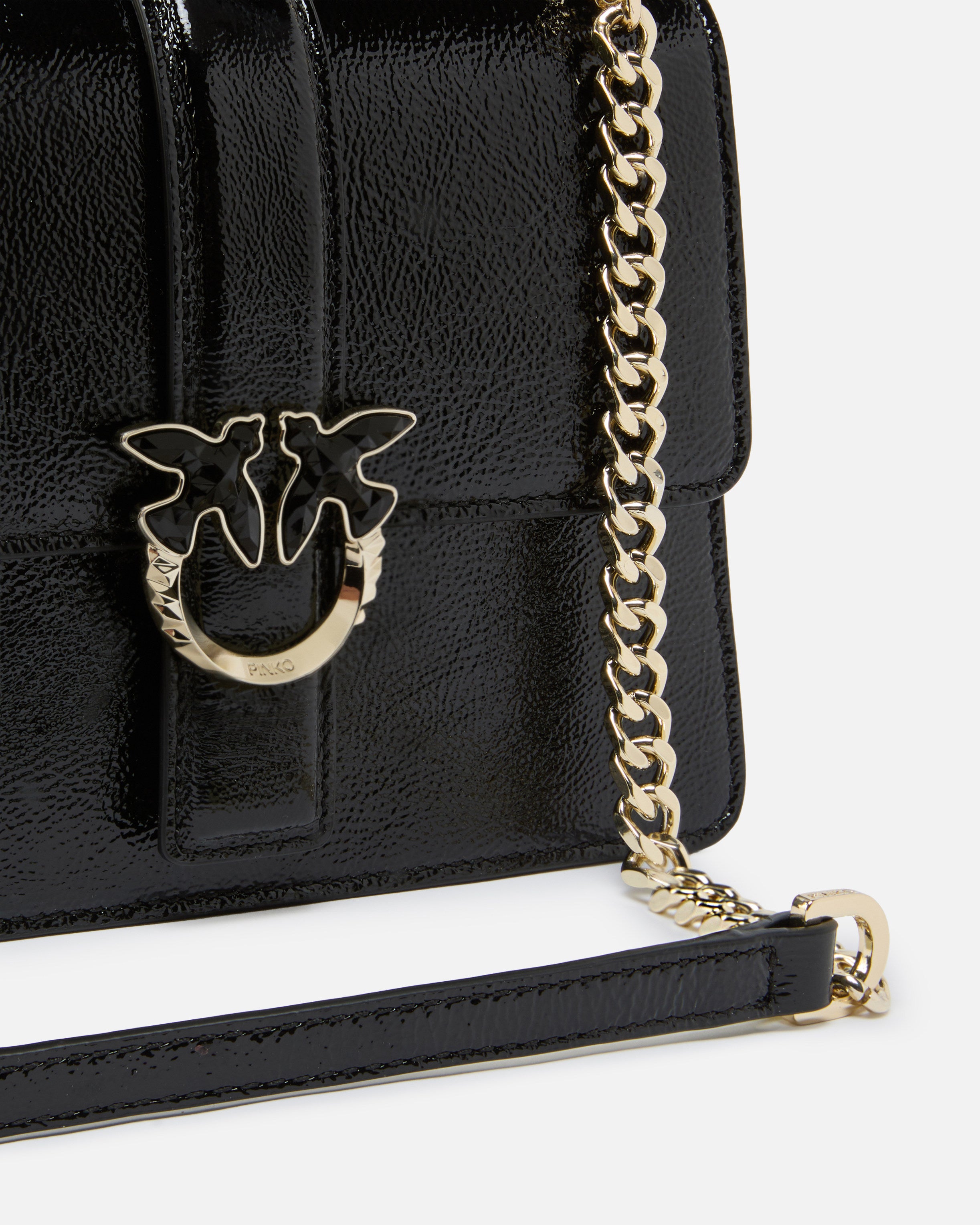 Pinko Love One Top Handle Mini torebka czarna lakierowana