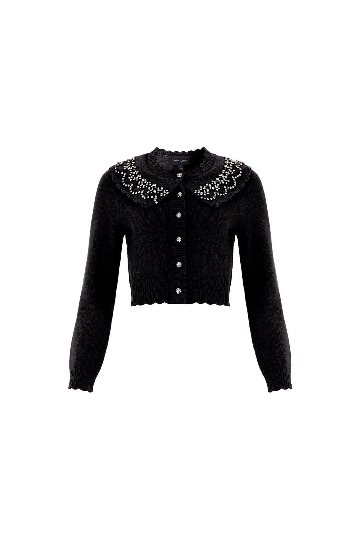 Needle & Thread Embellished Cape Collar Cardigan kardigan czarny