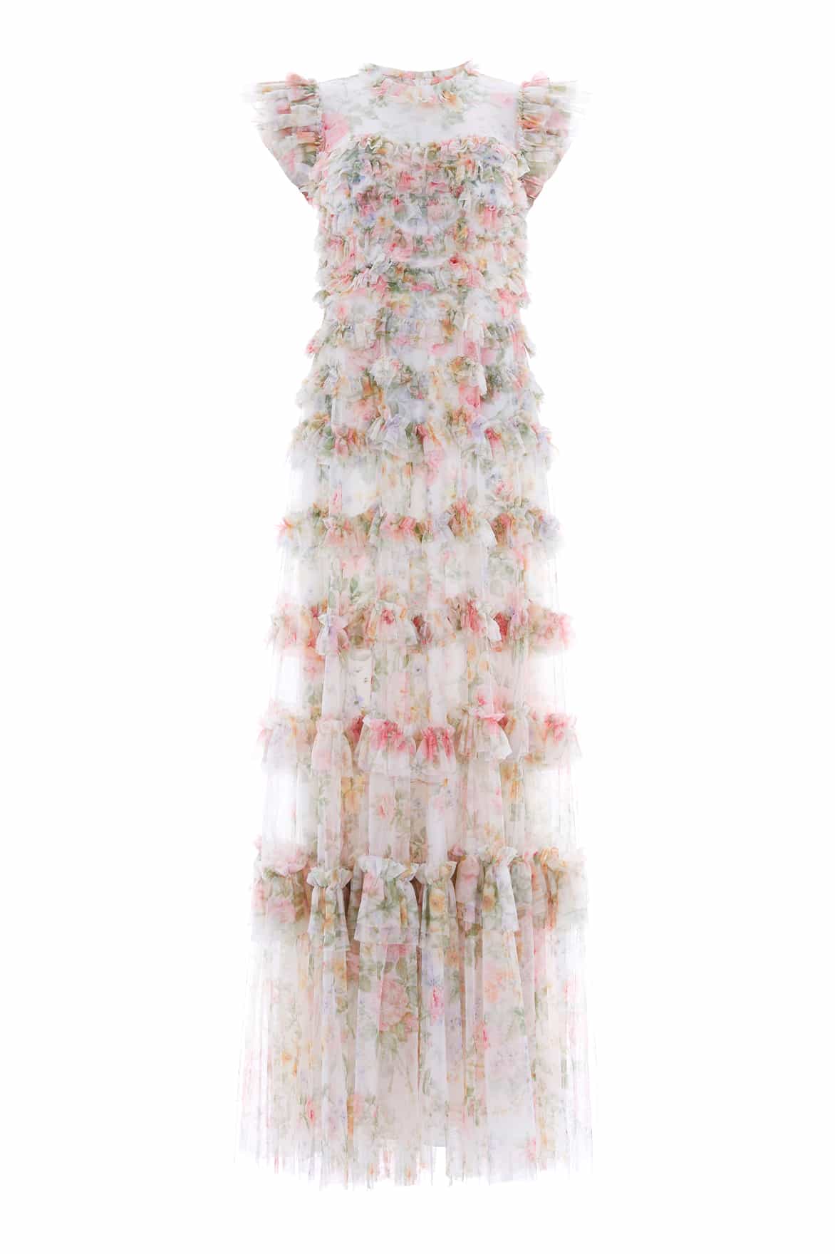 Needle & Thread Pompadour Garden Round Neck suknia Multi print