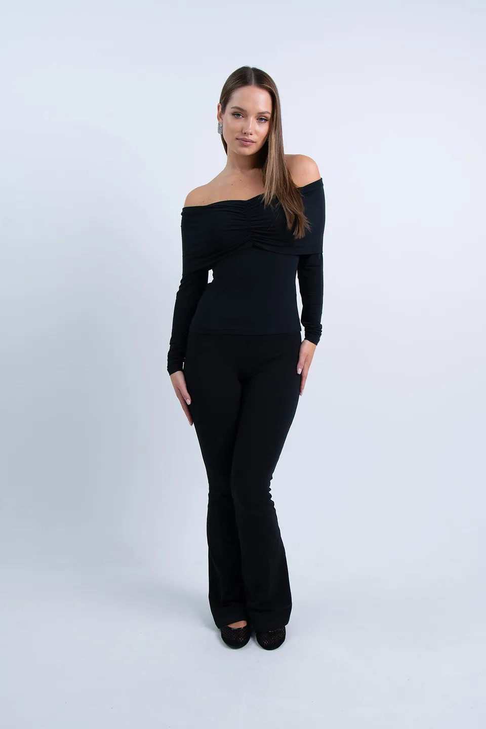 Nudyess Wish top Black modal odkryte ramiona