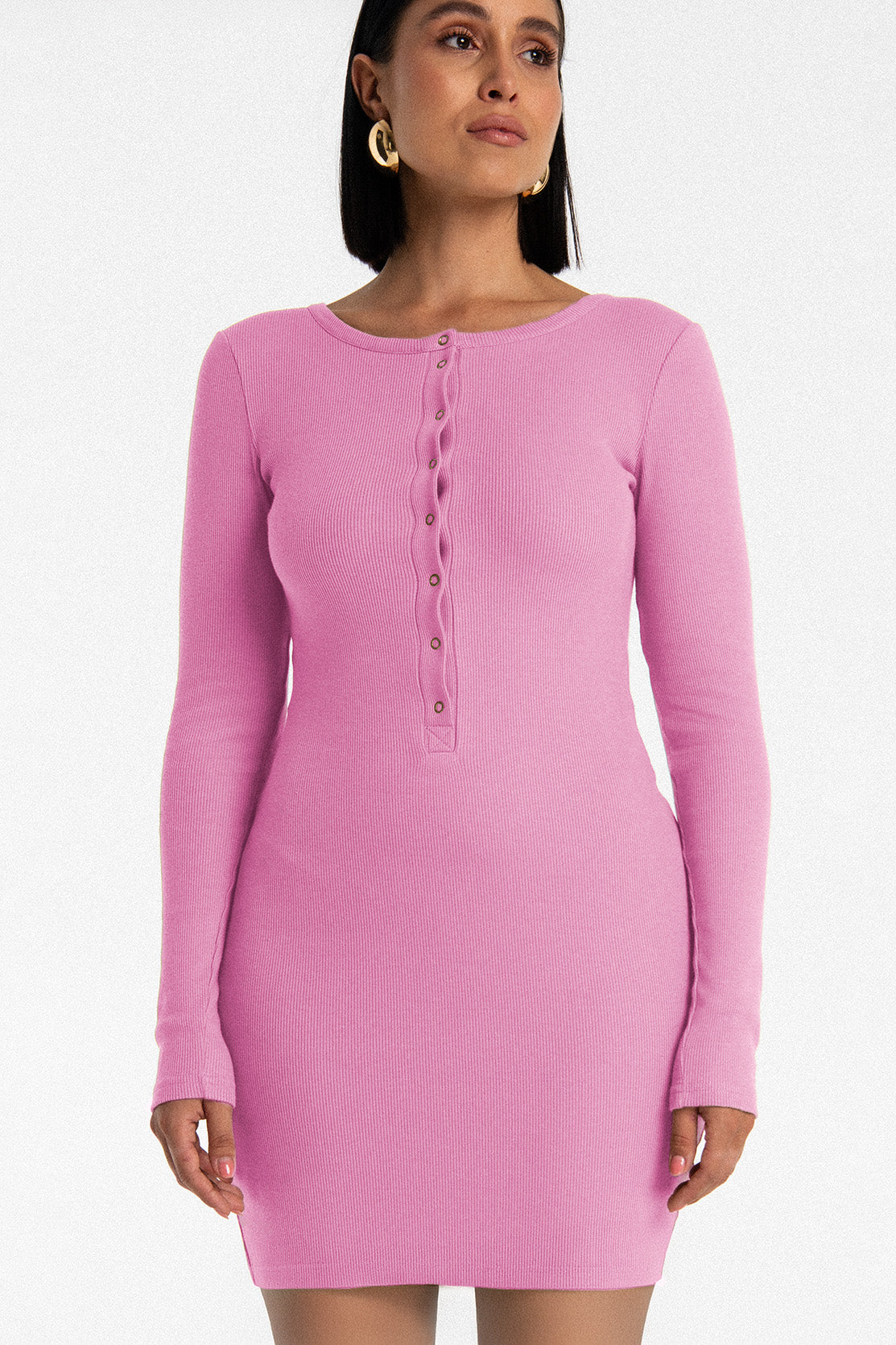 Nudyess Isla sukienka mini pink prążkowana