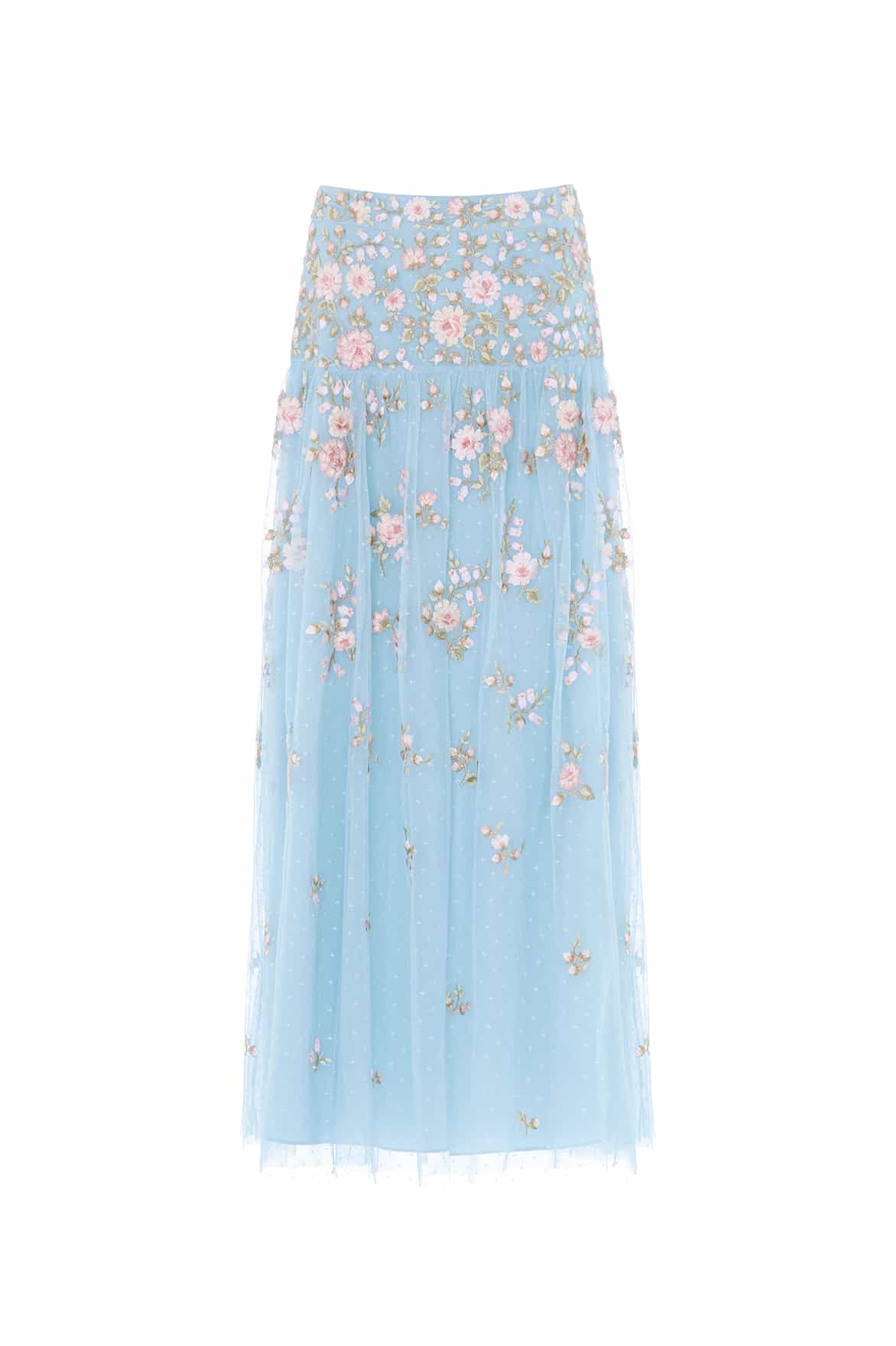 Needle & Thread Eden Rose Ankle Skirt spódnica niebieska