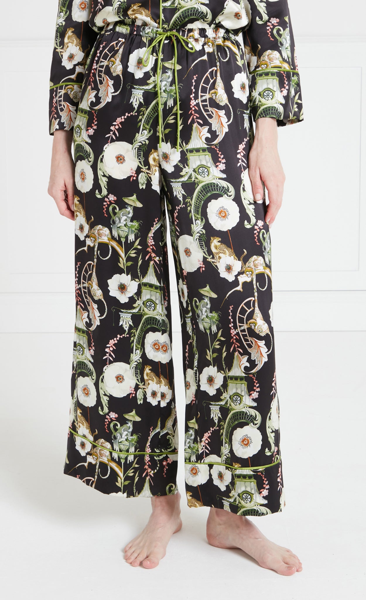 Temperley London Aphrodite spodnie piżamowe czarne