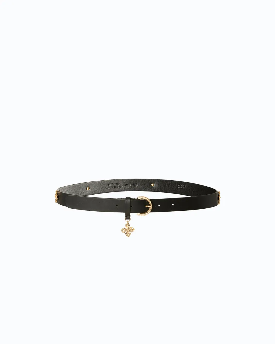 Pinko Low Belt H2.5 pasek skórzany czarny 2 cm