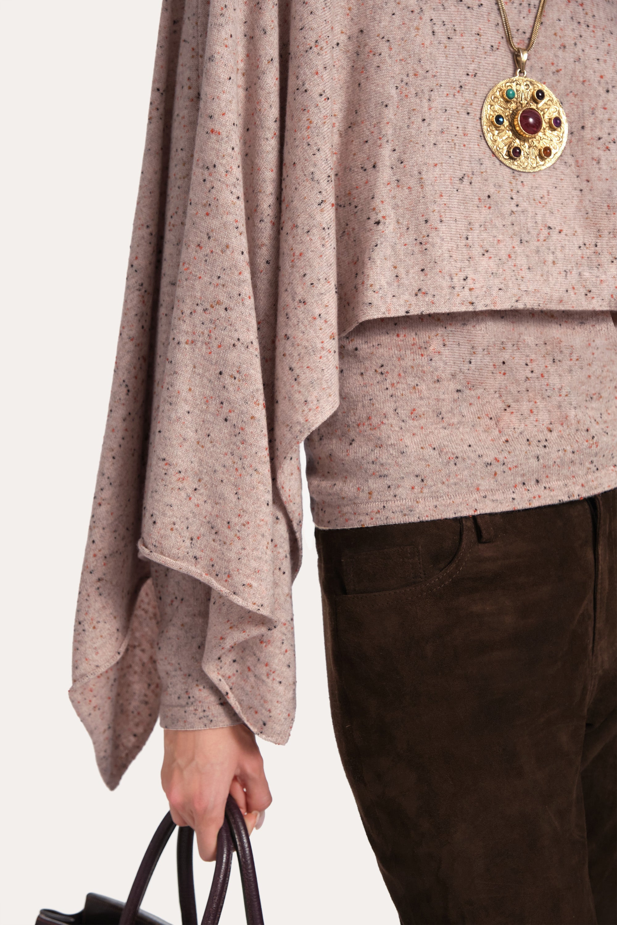 Elie Tahari Kennedy ponczo kaszmirowe Strawberry