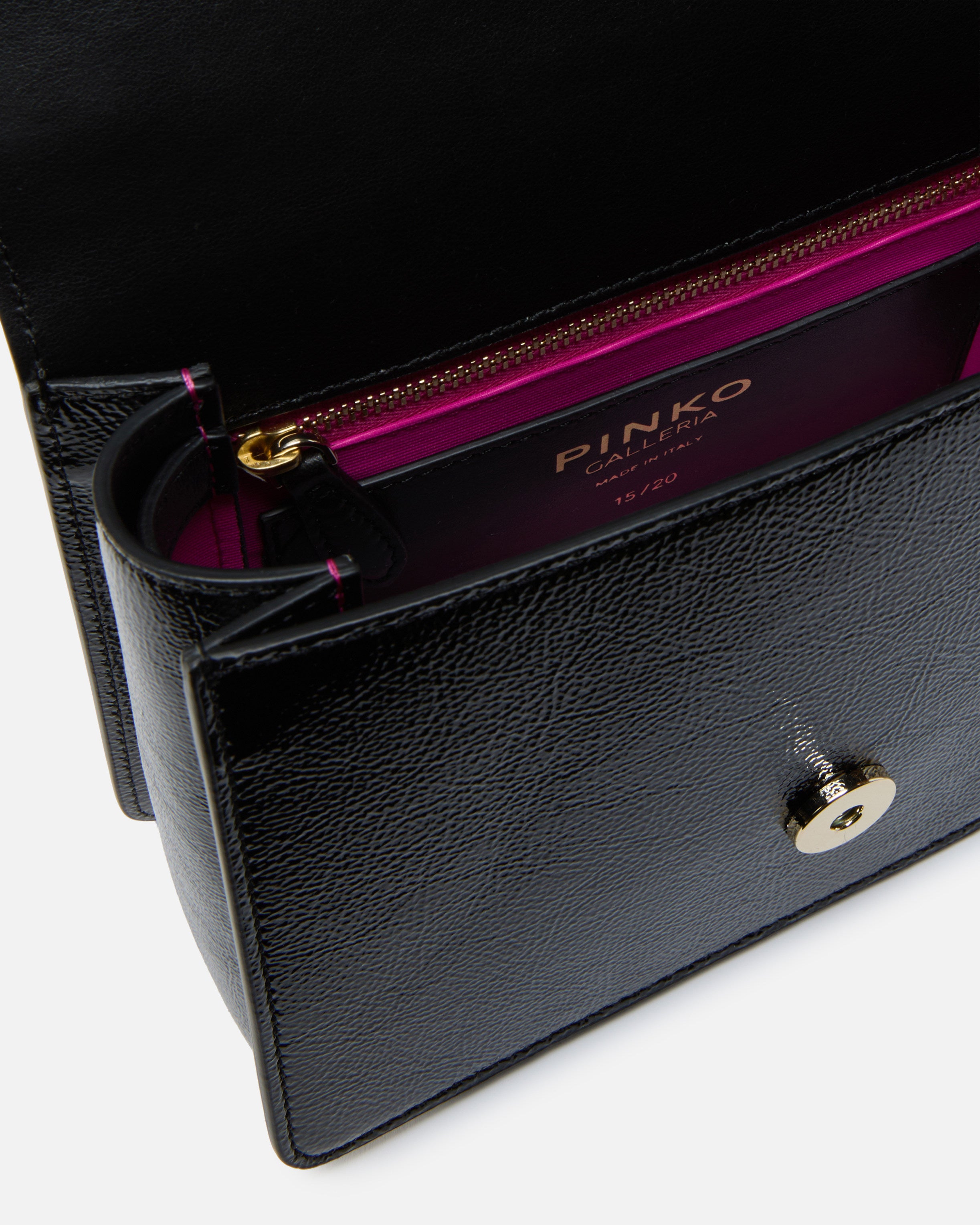 Pinko Love One Top Handle Mini torebka czarna lakierowana